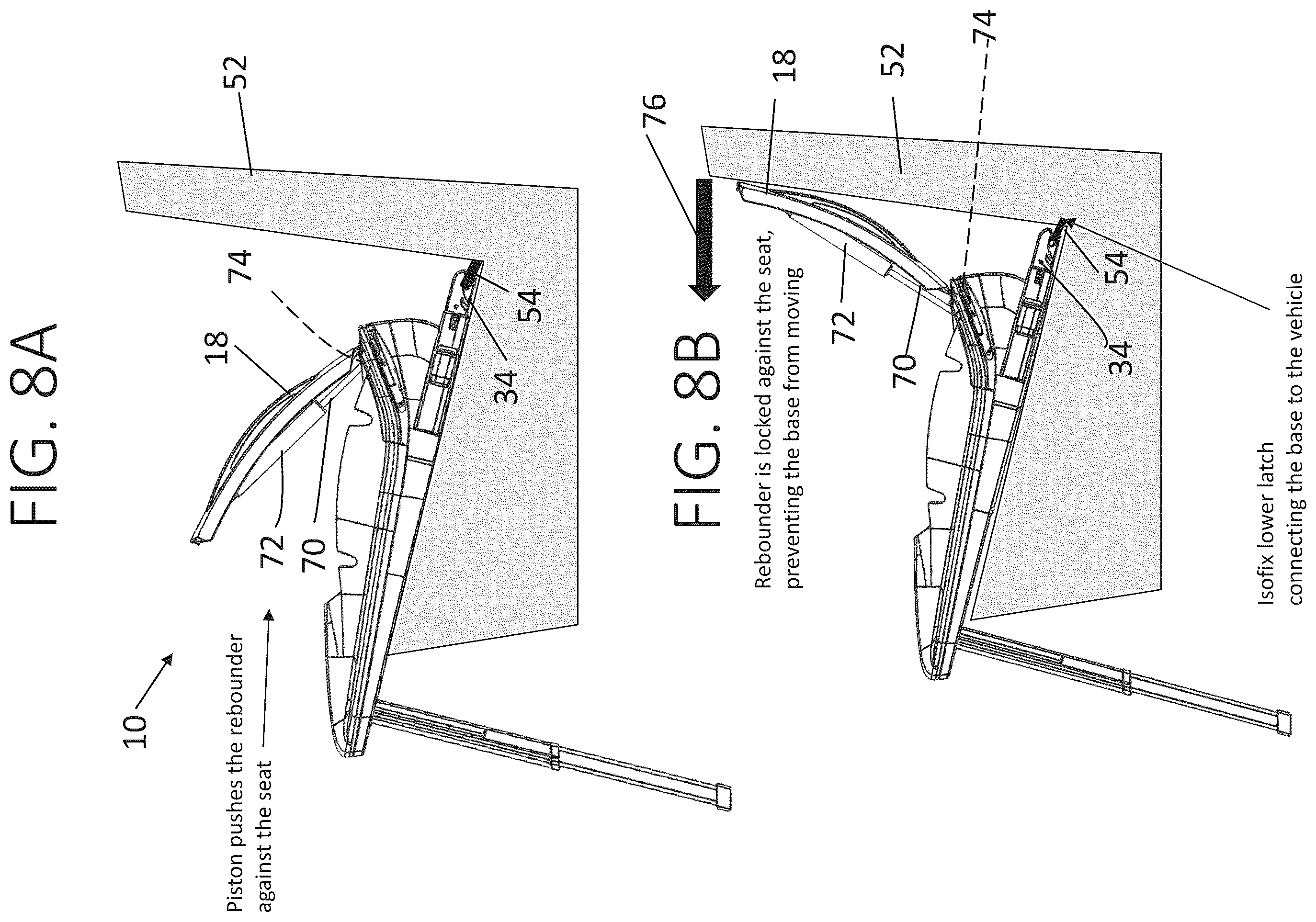 Patent US12403802 Figure 18 – Car seat base with installation guidance and locking anti-rebounding mechanism