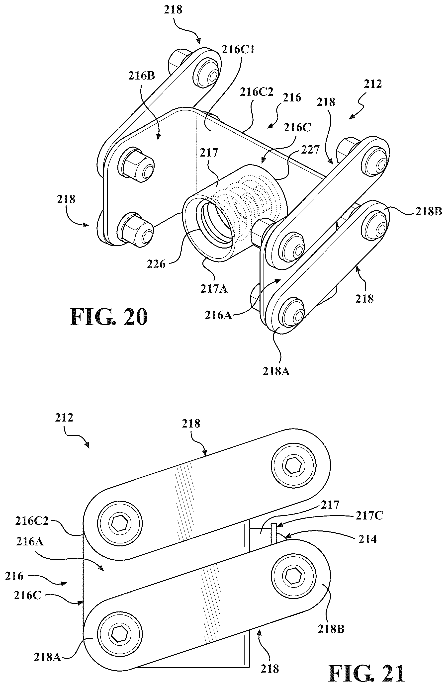 Patent US12403803 Figure 15 – Seat assemblies having fixed frames and movable seat cushions and movable seat backs with vertical dampers and clamps coupling the vertical dampers to the fixed frames