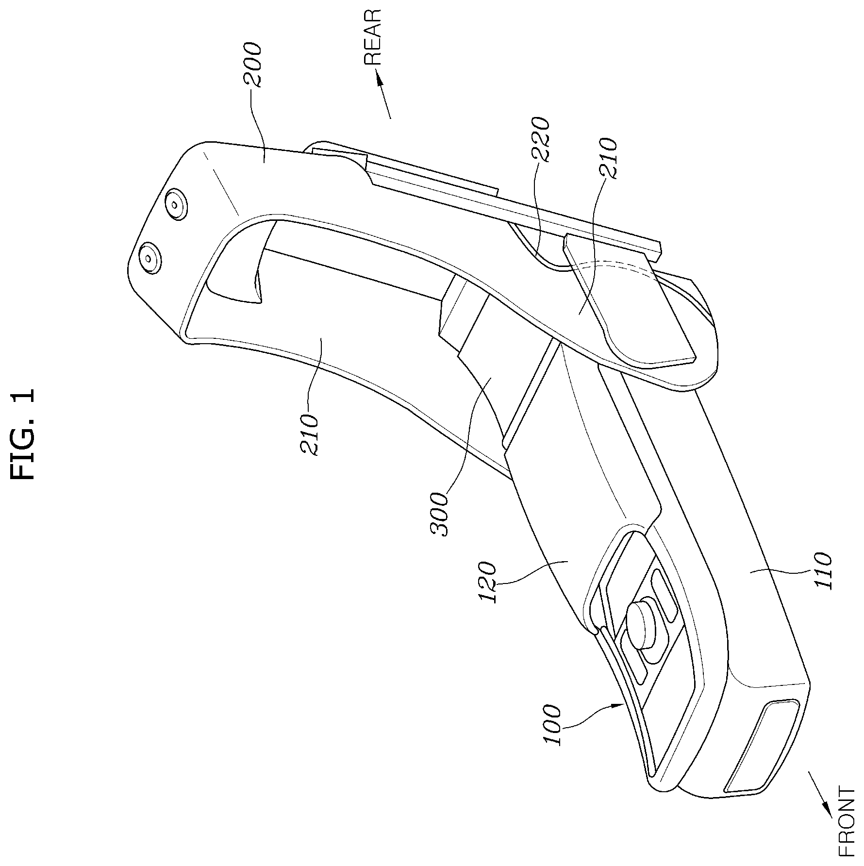 Patent US12403805 Figure 1 – Armrest assembly of rear seat for vehicle