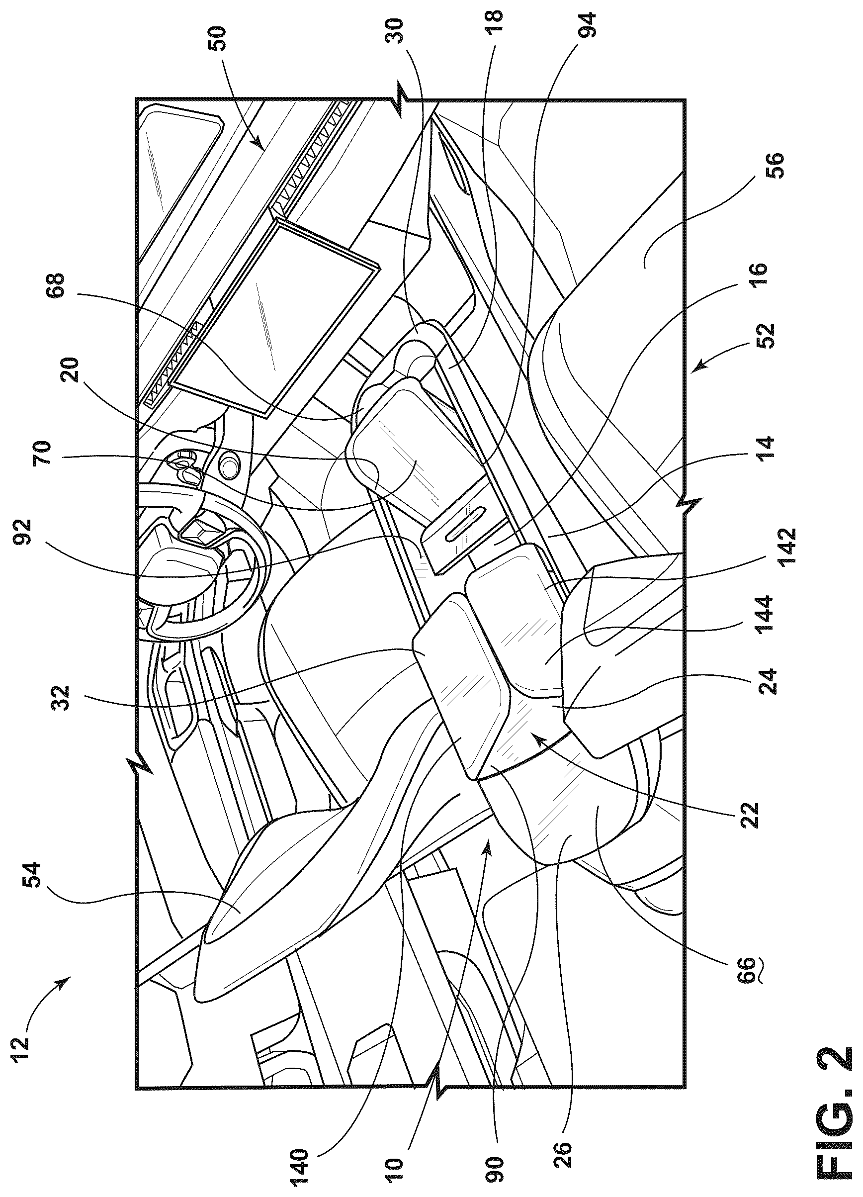 Patent US12403808 Figure 2 – Vehicle console assembly