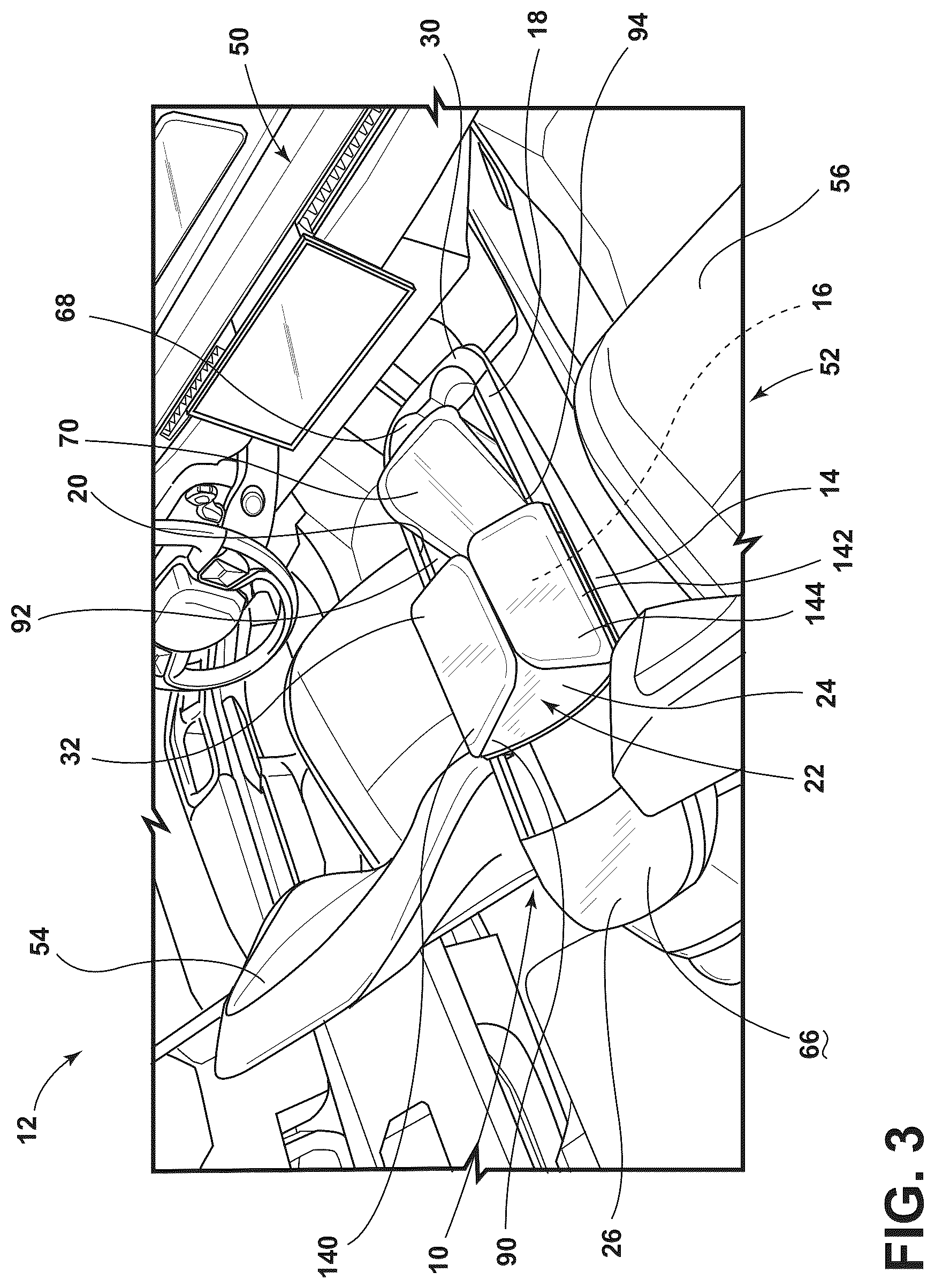Patent US12403808 Figure 3 – Vehicle console assembly