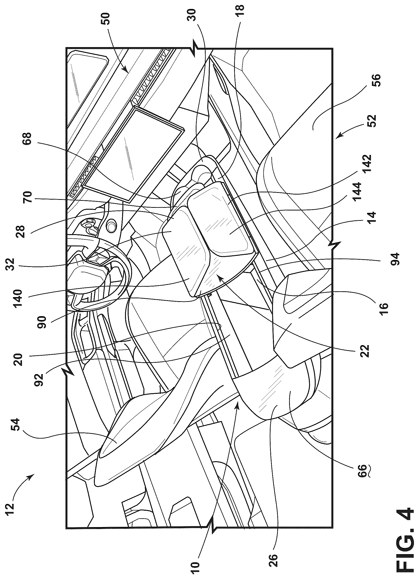 Patent US12403808 Figure 4 – Vehicle console assembly