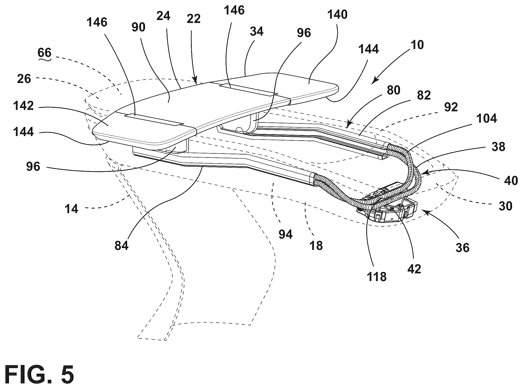 Patent US12403808 Figure 5 – Vehicle console assembly