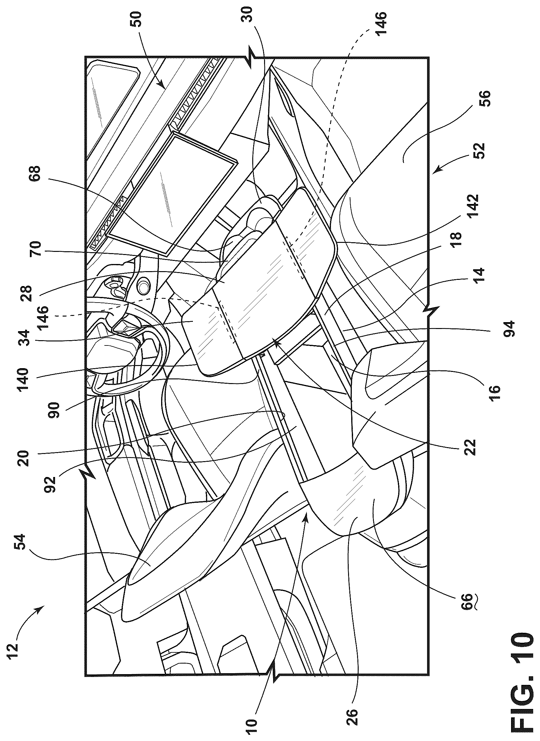 Patent US12403808 Figure 10 – Vehicle console assembly