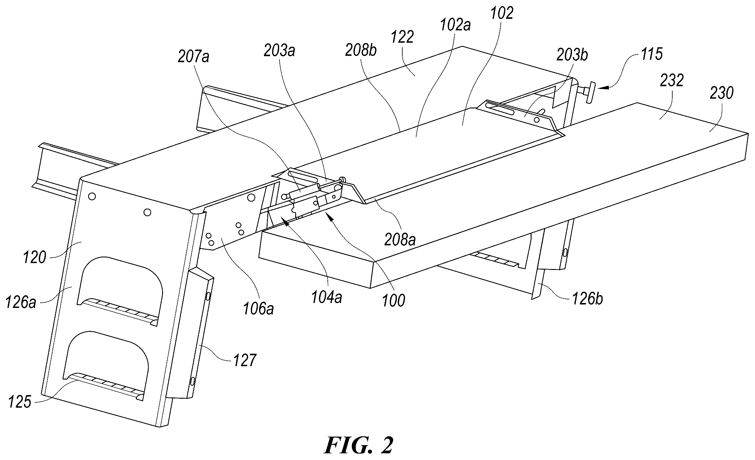 Patent US12403809 Figure 2 – Transfer ramp systems for loading, unloading, or transferring cargo between one or more commercial vehicles and associated systems, devices, and methods