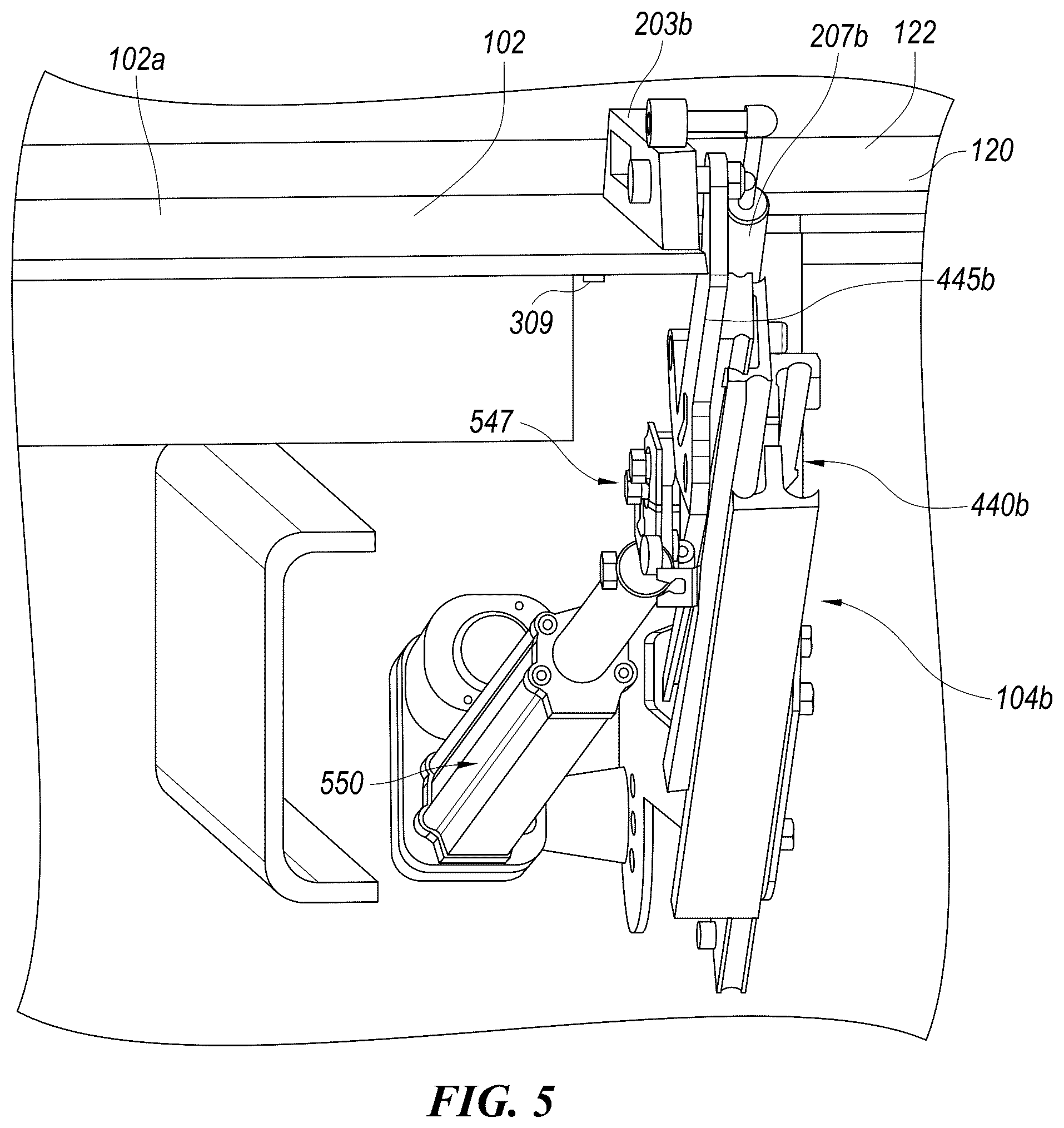 Patent US12403809 Figure 9 – Transfer ramp systems for loading, unloading, or transferring cargo between one or more commercial vehicles and associated systems, devices, and methods