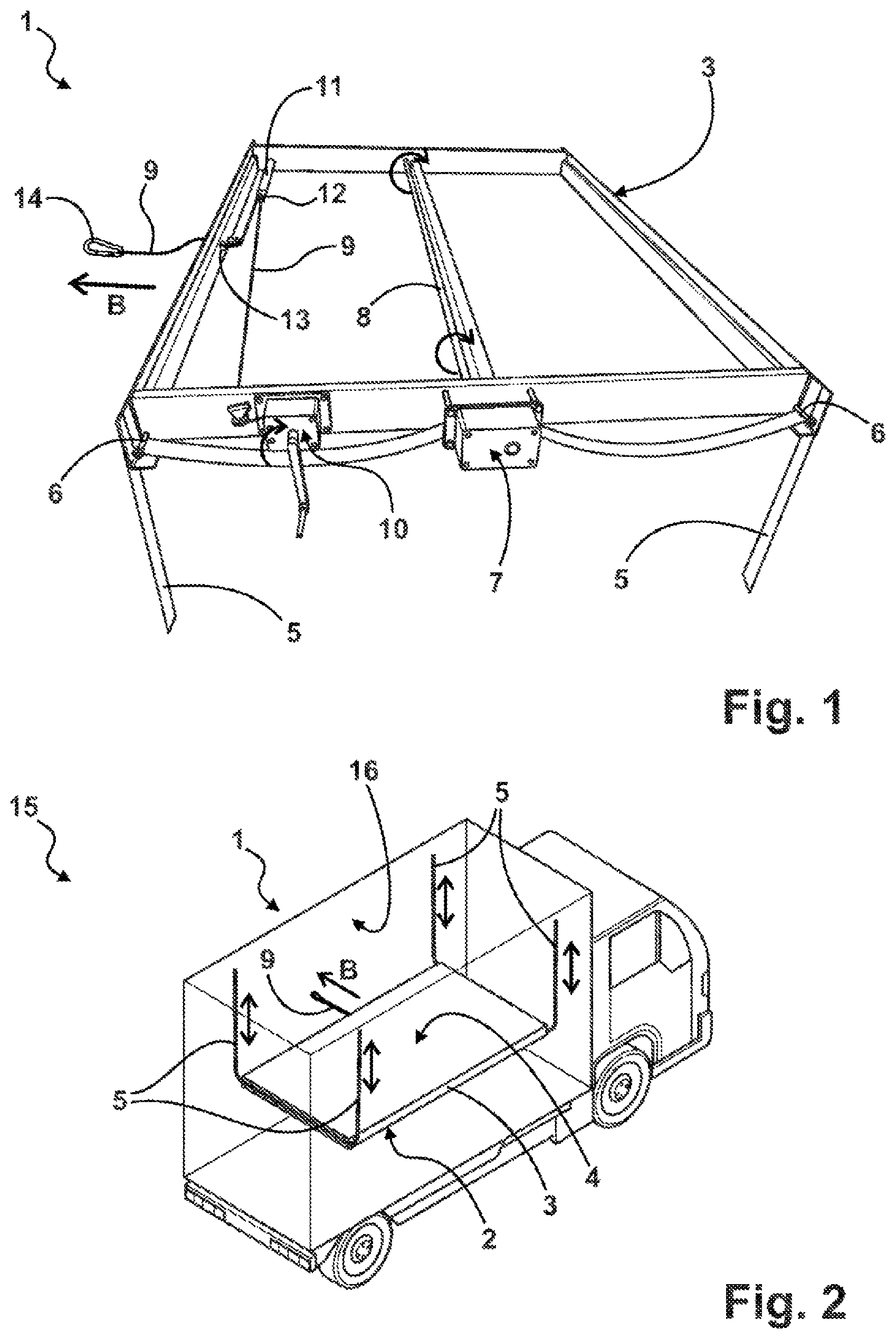 Patent US12403812 — Suspended support structure, in particular bed structure, for a vehicle — Figure 1