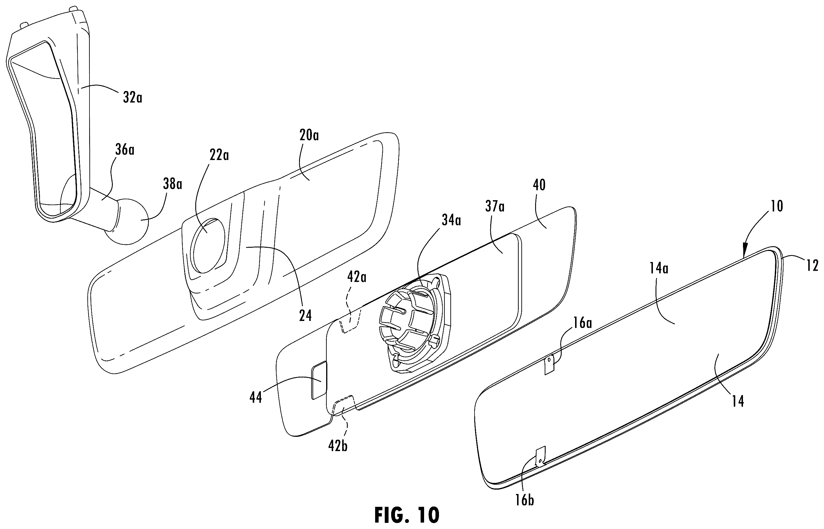 Patent US12403829 Figure 7 – Low profile inside mirror with mount fixed to a substrate of a mirror element