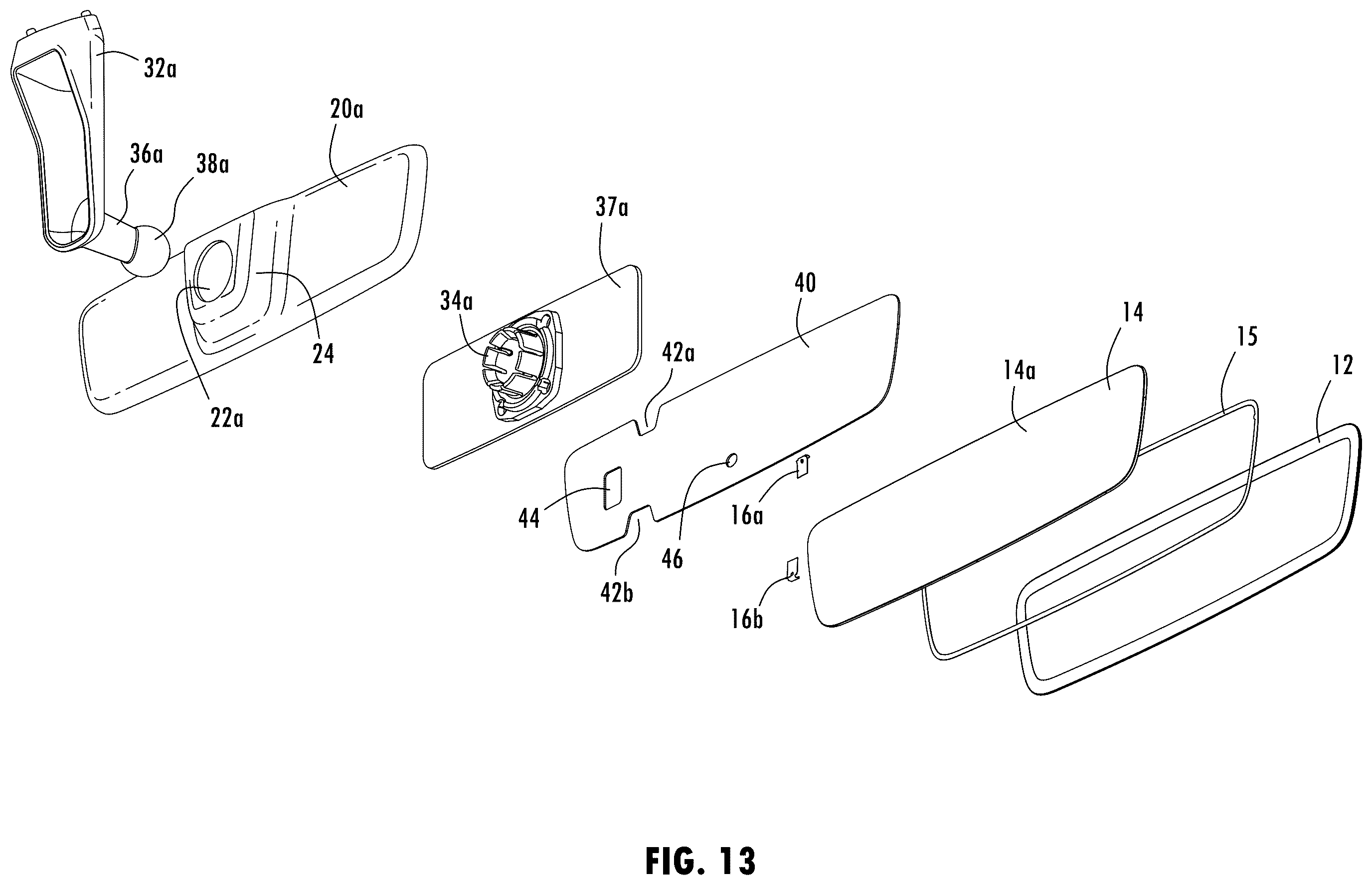 Patent US12403829 Figure 9 – Low profile inside mirror with mount fixed to a substrate of a mirror element