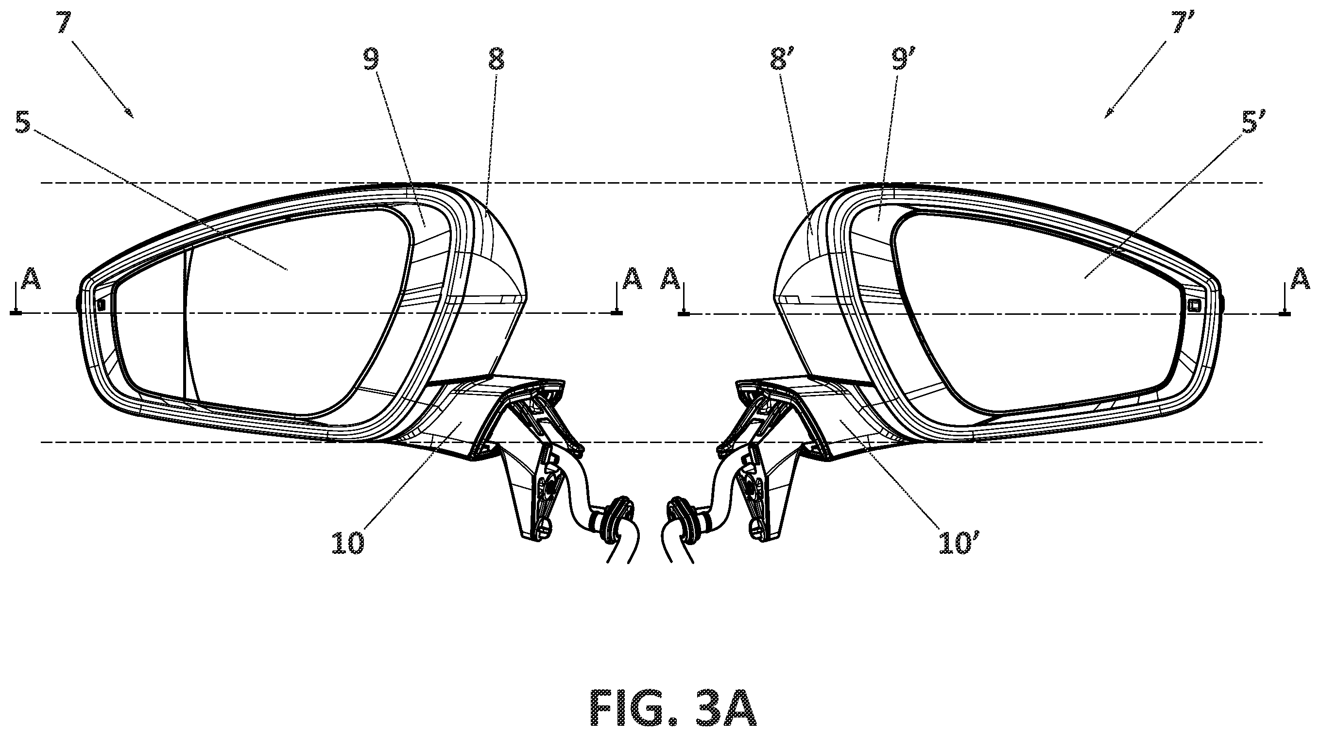Patent US12403830 Figure 3 – External rear-view mirror for vehicles and a set of rear-view mirrors