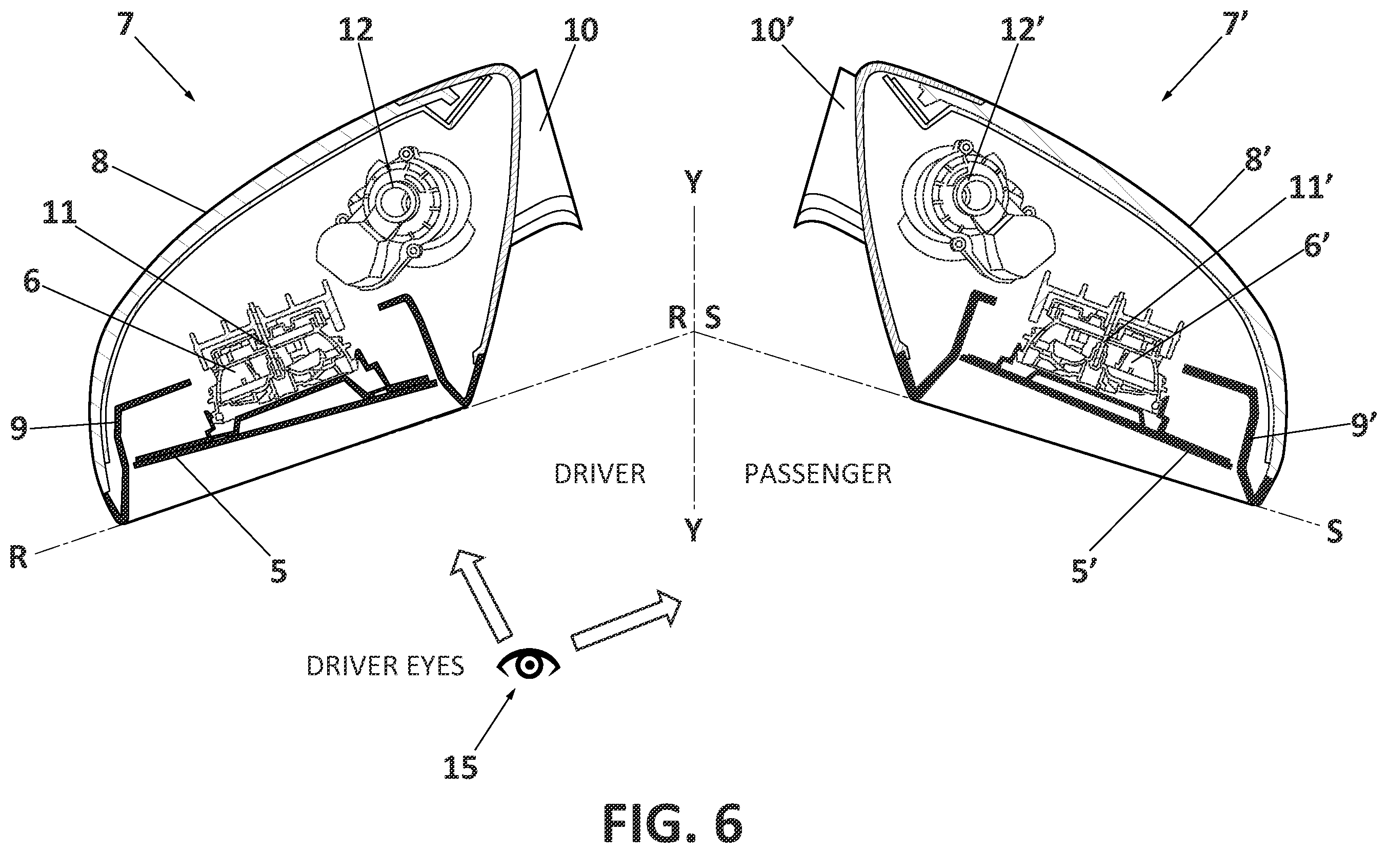 Patent US12403830 Figure 8 – External rear-view mirror for vehicles and a set of rear-view mirrors