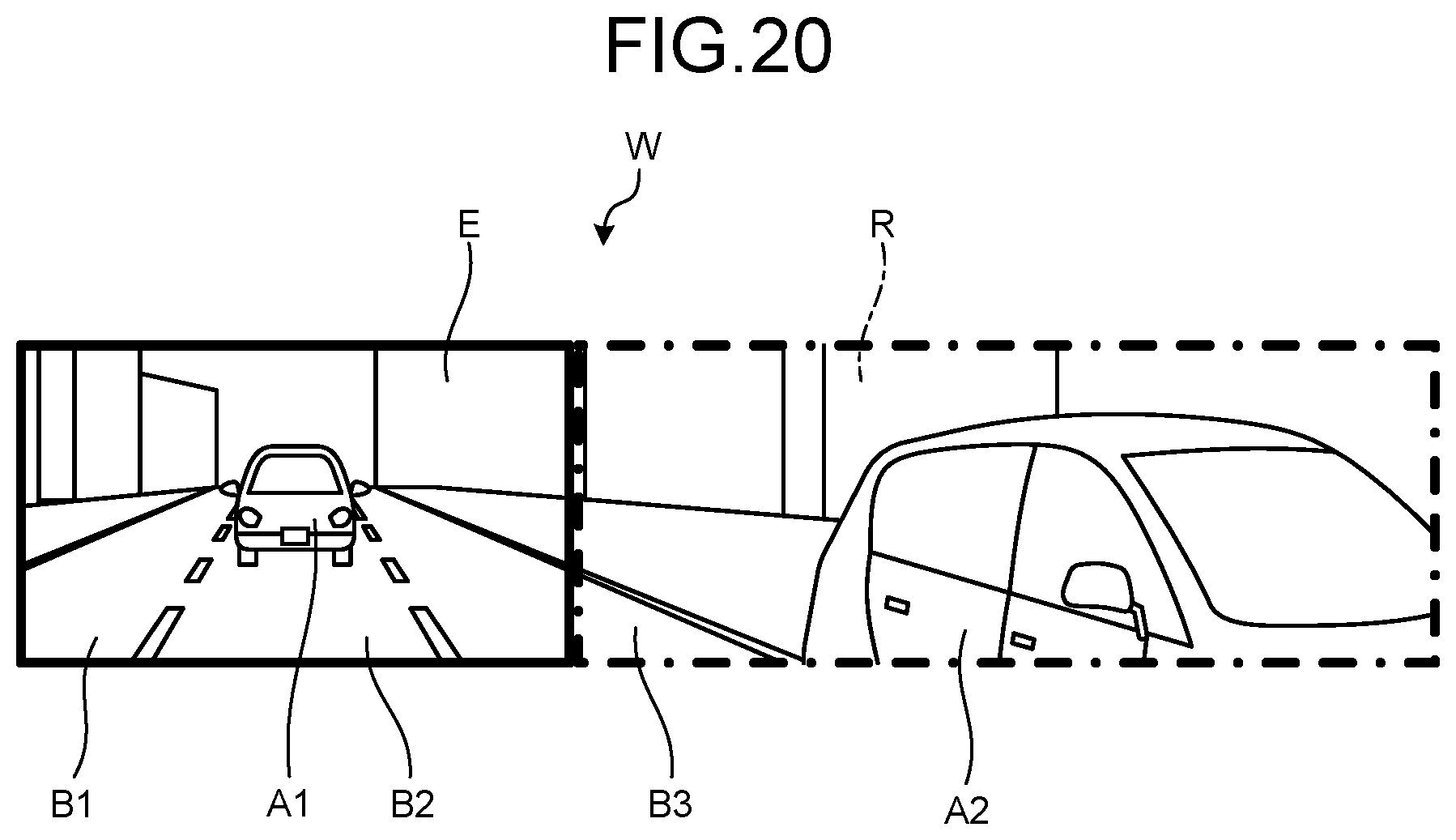 Patent US12403833 Figure 14 – Vehicle display control device and display control method for processing an image based on a number of lanes detected