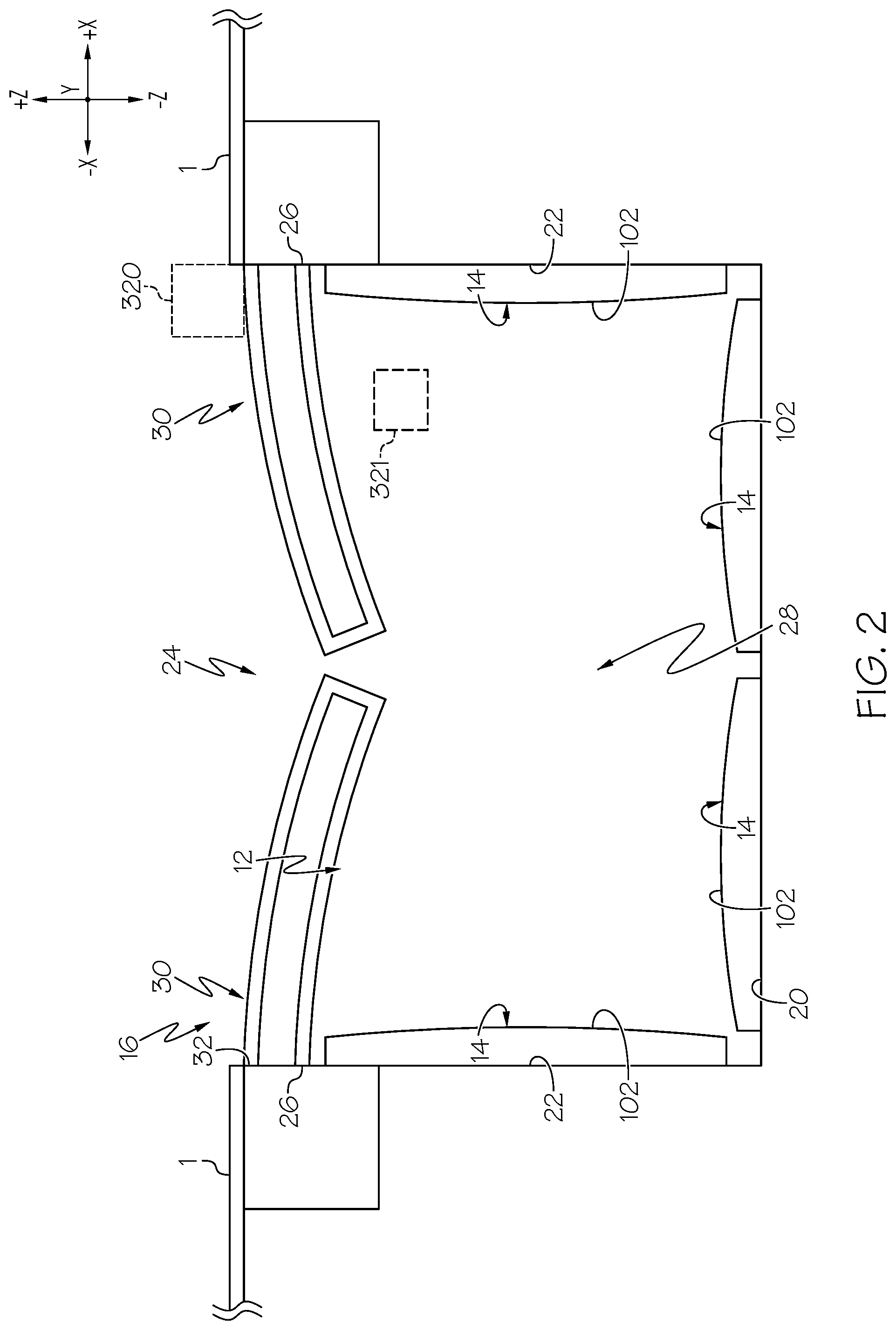 Patent US12403836 Figure 2 – Storage compartment assemblies having artificial muscles and methods of operating storage compartment assemblies