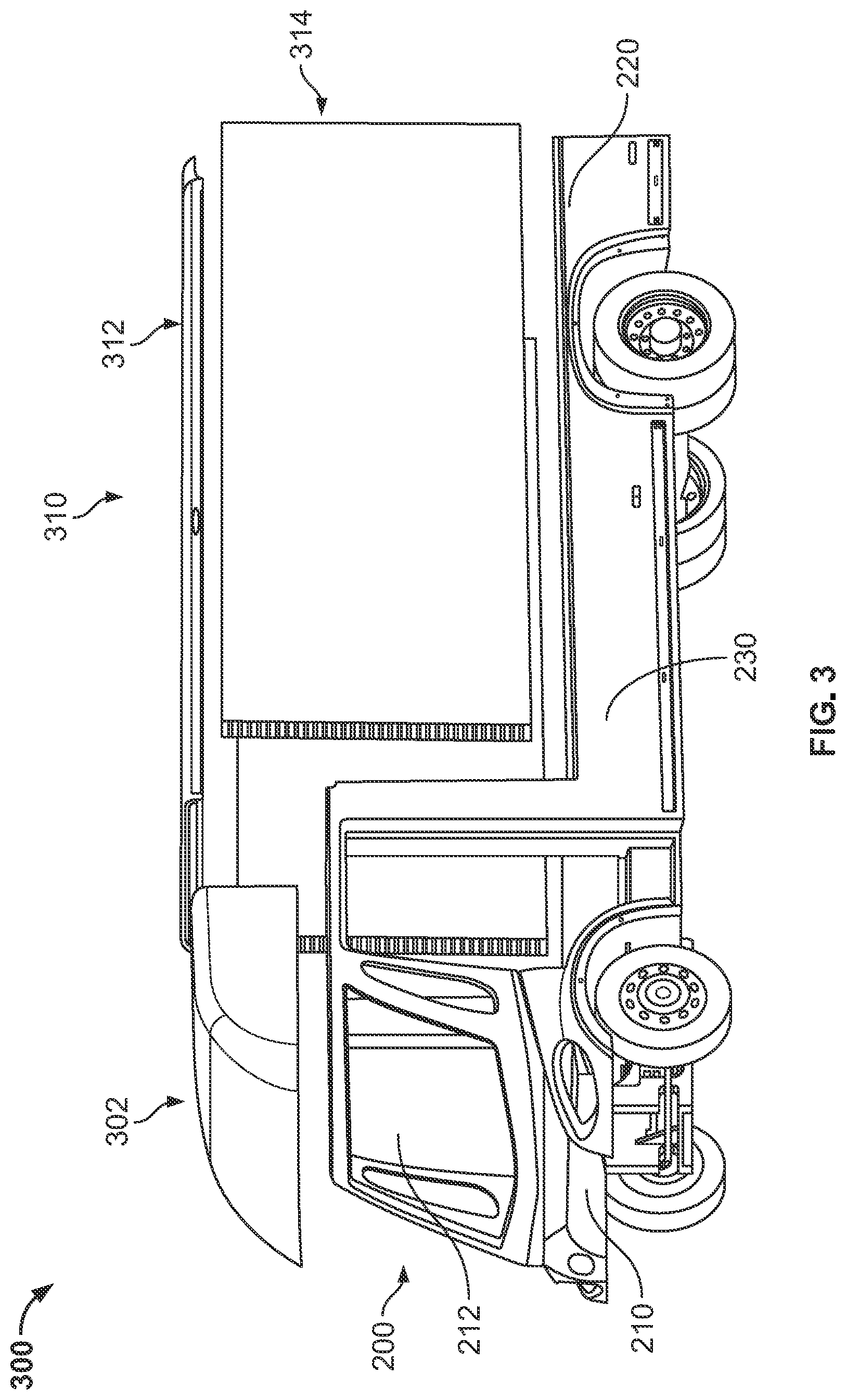 Patent US12403838 Figure 3 – Electric vehicles incorporating flatbeds and methods associated therewith