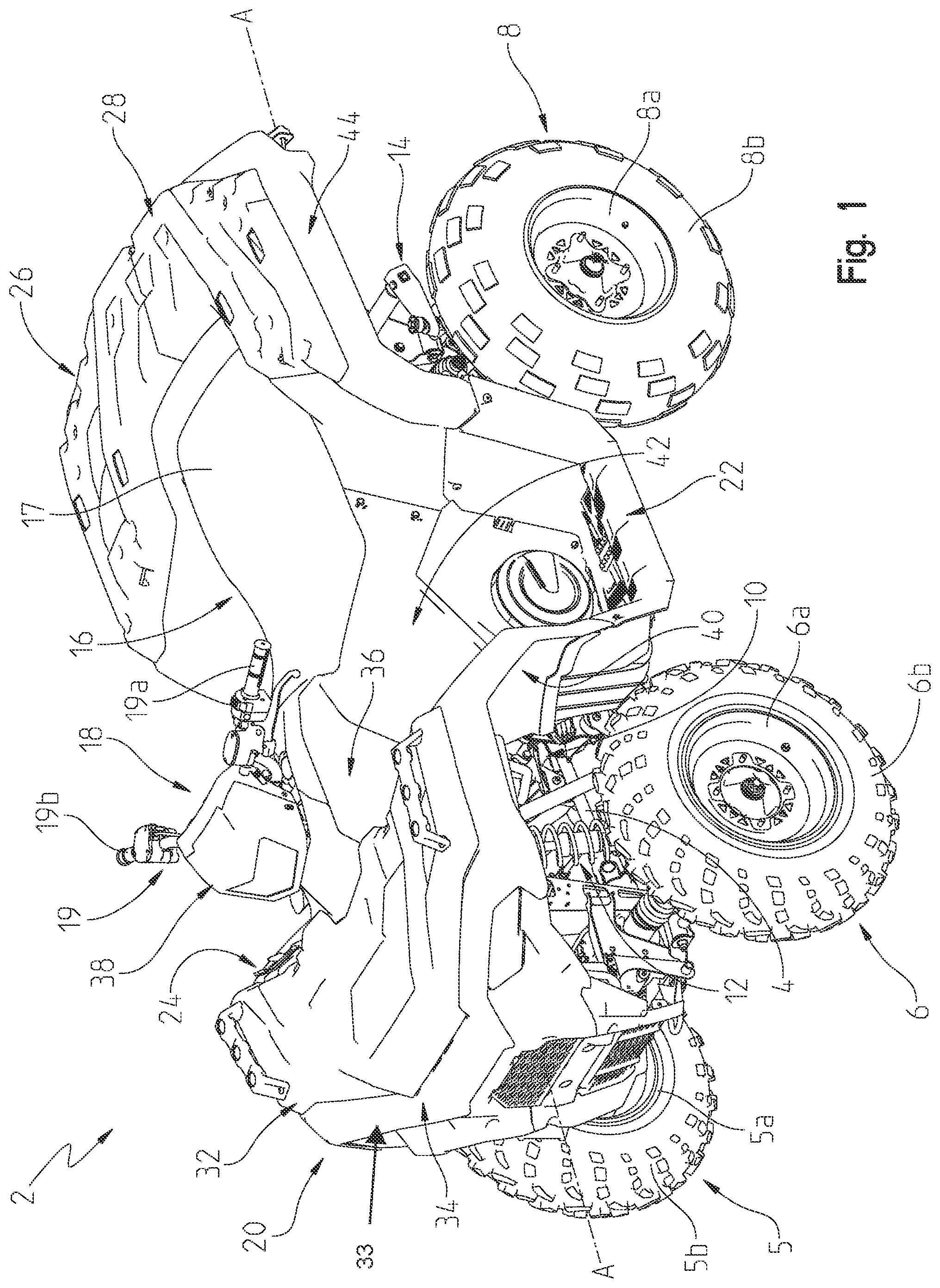 Patent US12403841 Figure 1 – All-terrain vehicle