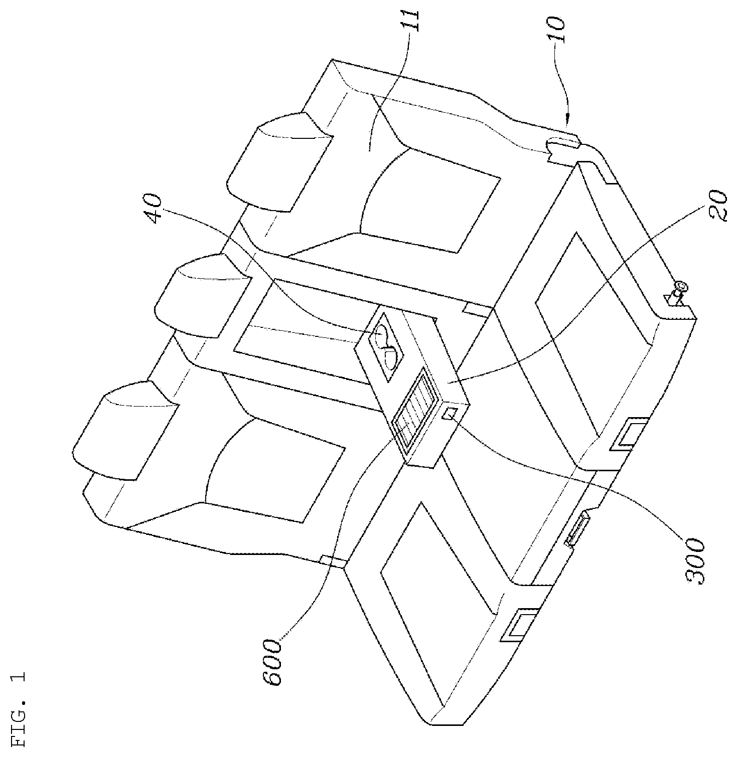 Patent US12403843 Figure 1 – Beam projector apparatus for vehicle