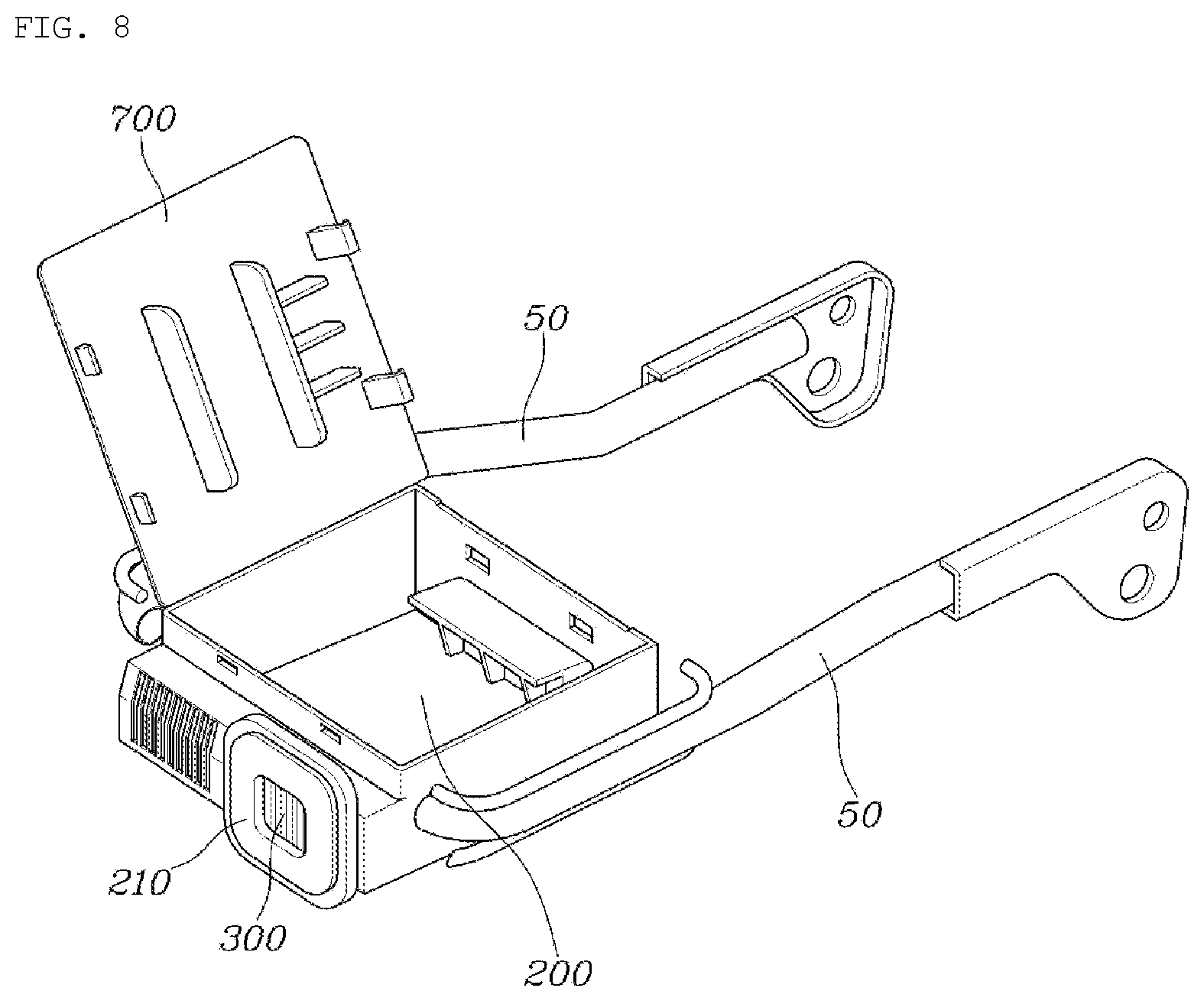 Patent US12403843 Figure 8 – Beam projector apparatus for vehicle