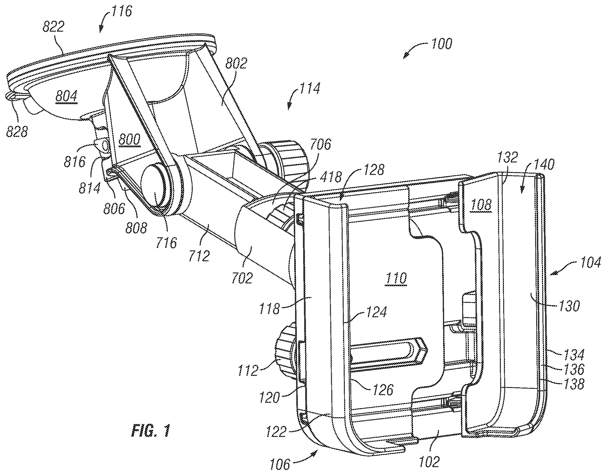 Patent US12403844 Figure 1 – Windshield phone mount with extension arm bumper