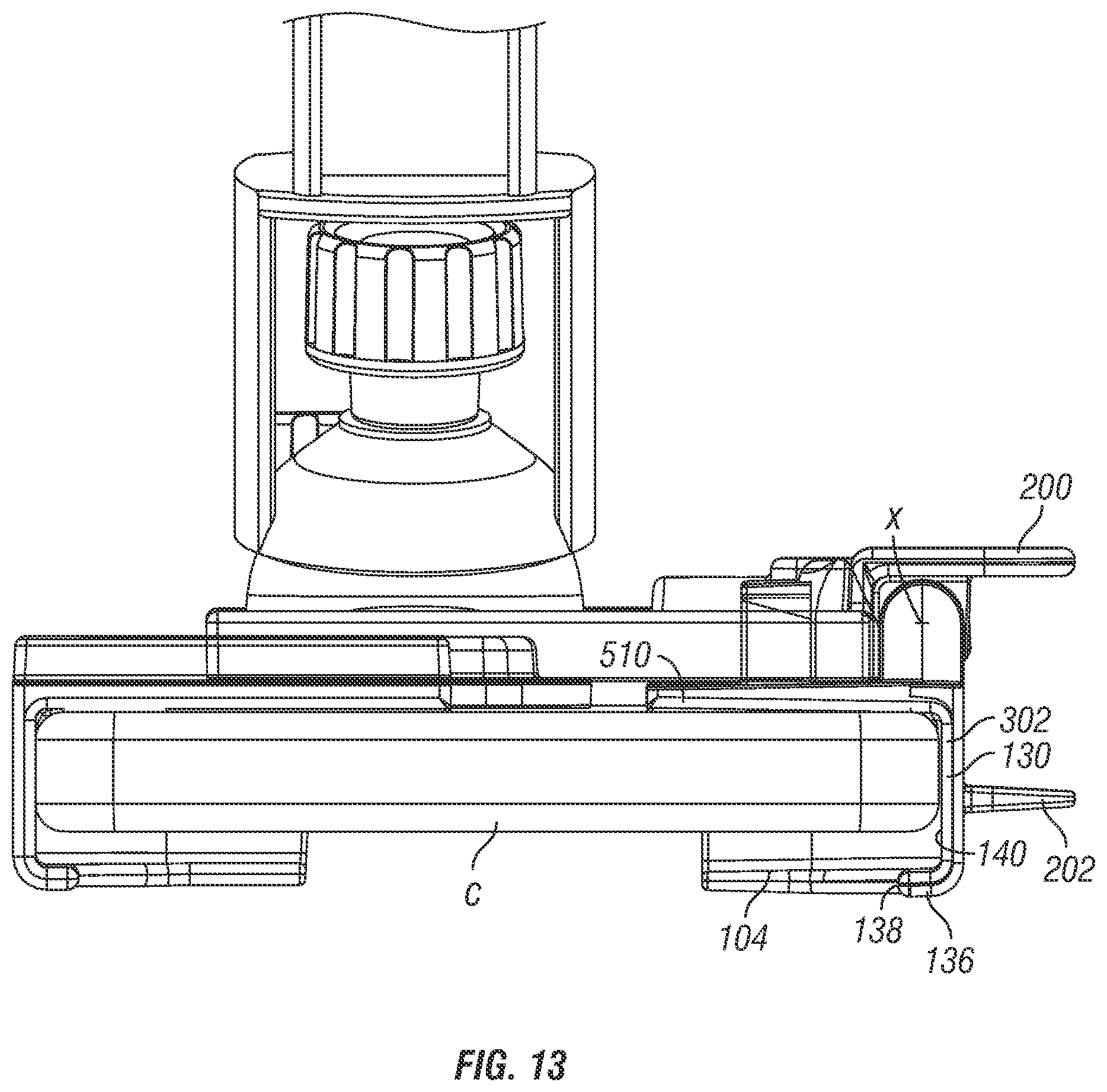 Patent US12403844 Figure 14 – Windshield phone mount with extension arm bumper