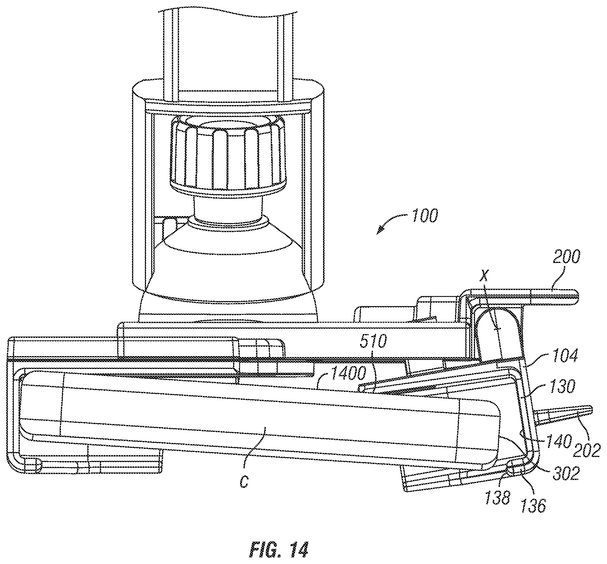 Patent US12403844 Figure 15 – Windshield phone mount with extension arm bumper