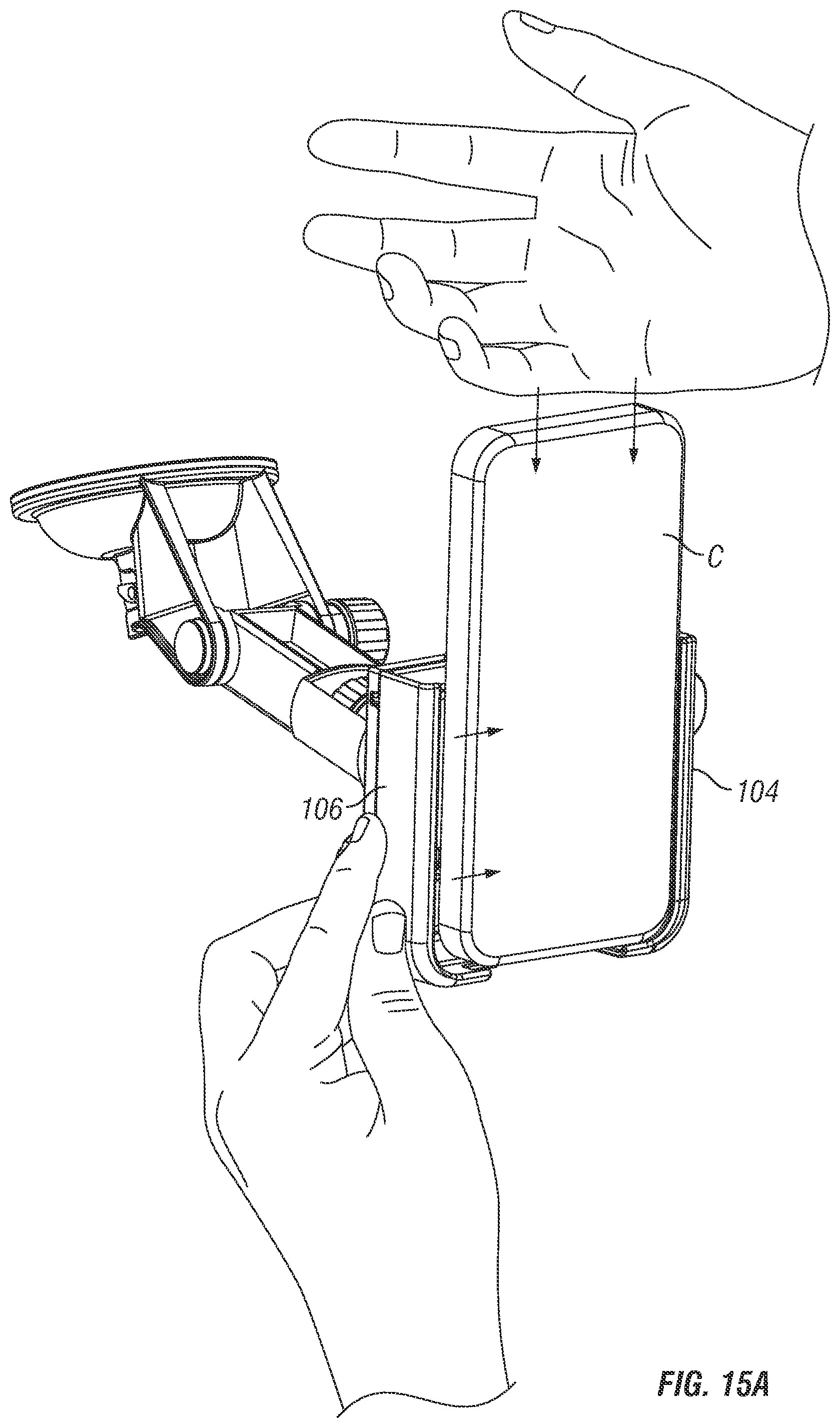 Patent US12403844 Figure 16 – Windshield phone mount with extension arm bumper