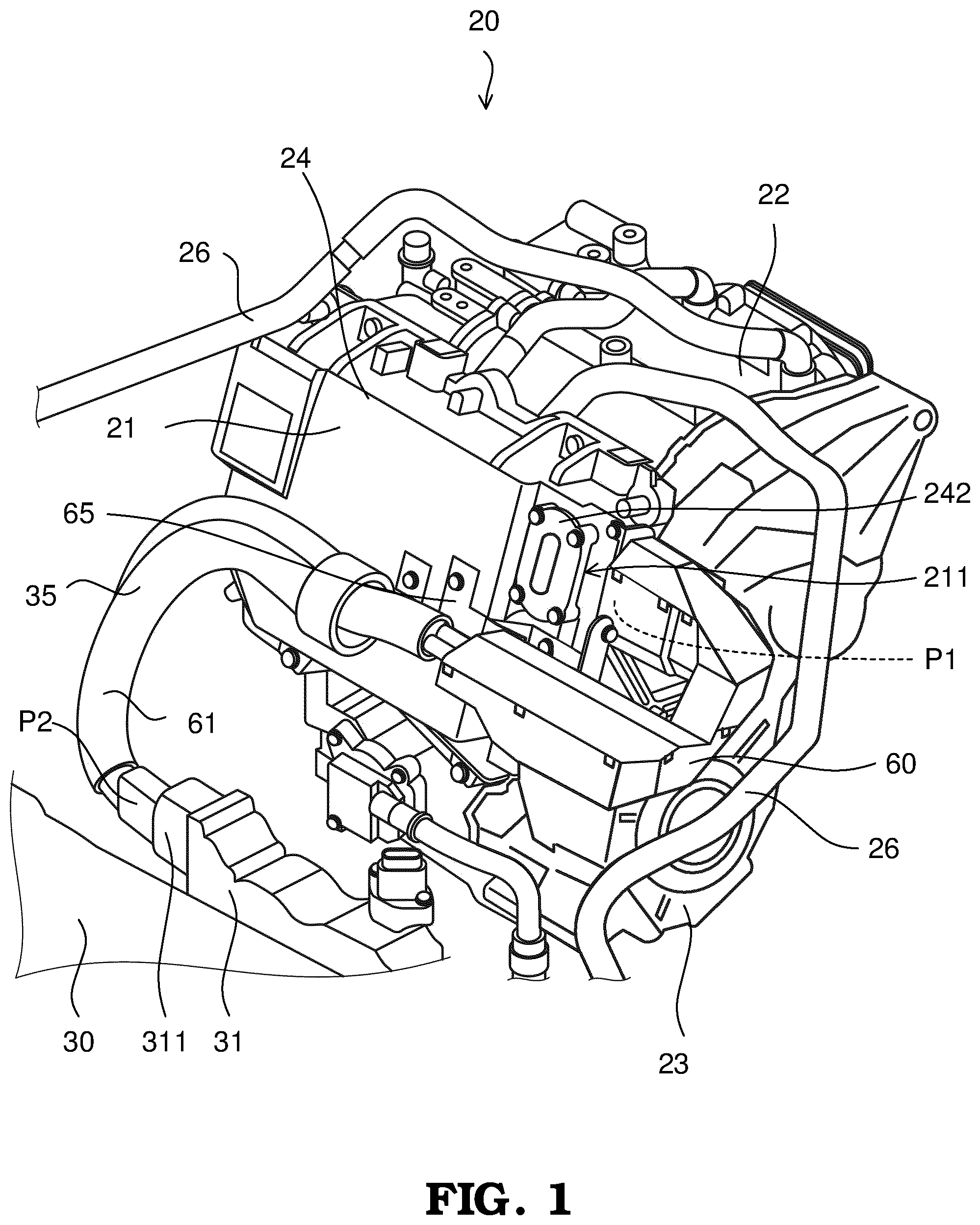 Patent US12403850 Figure 1 – Wire harness mounting structure
