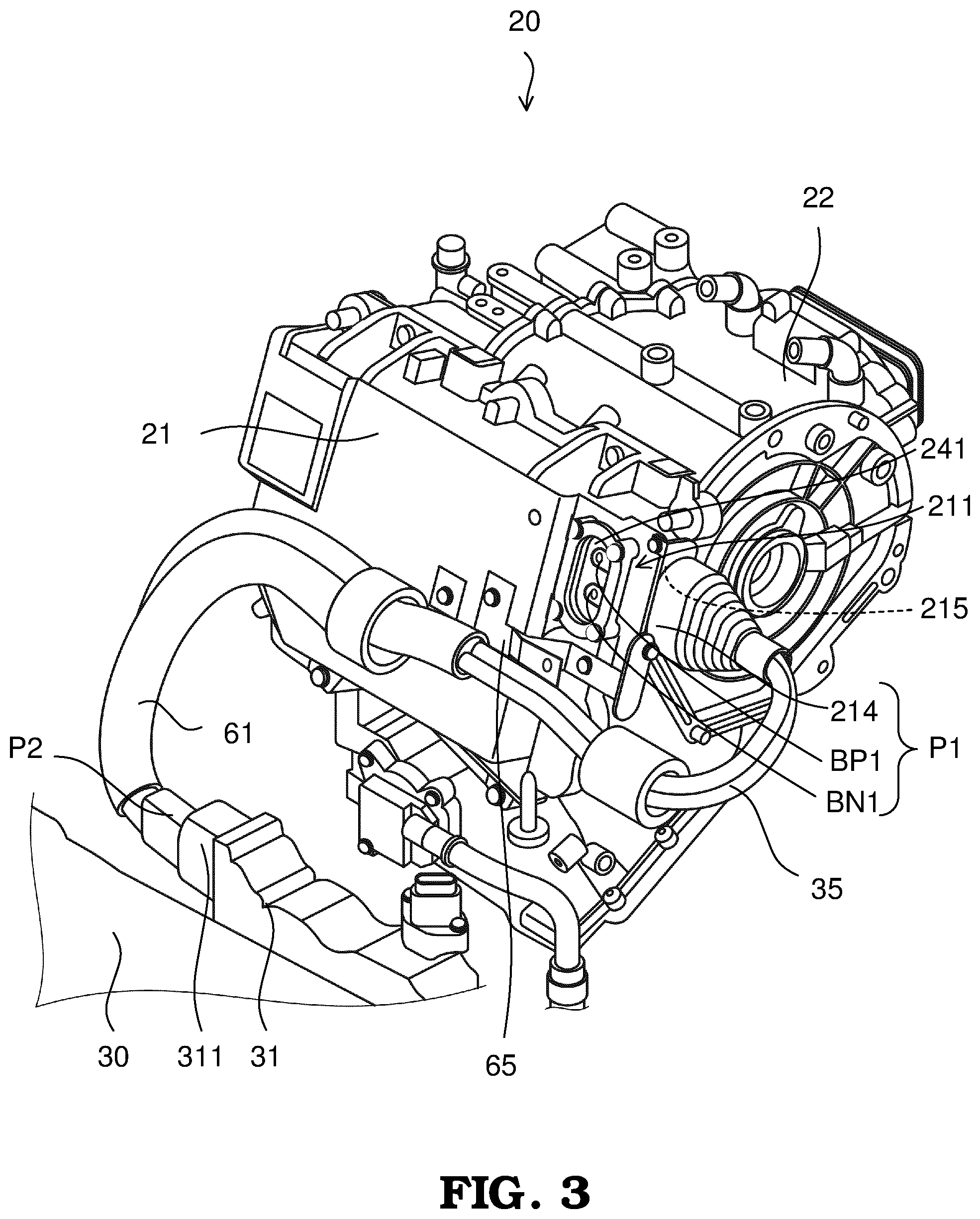 Patent US12403850 Figure 3 – Wire harness mounting structure