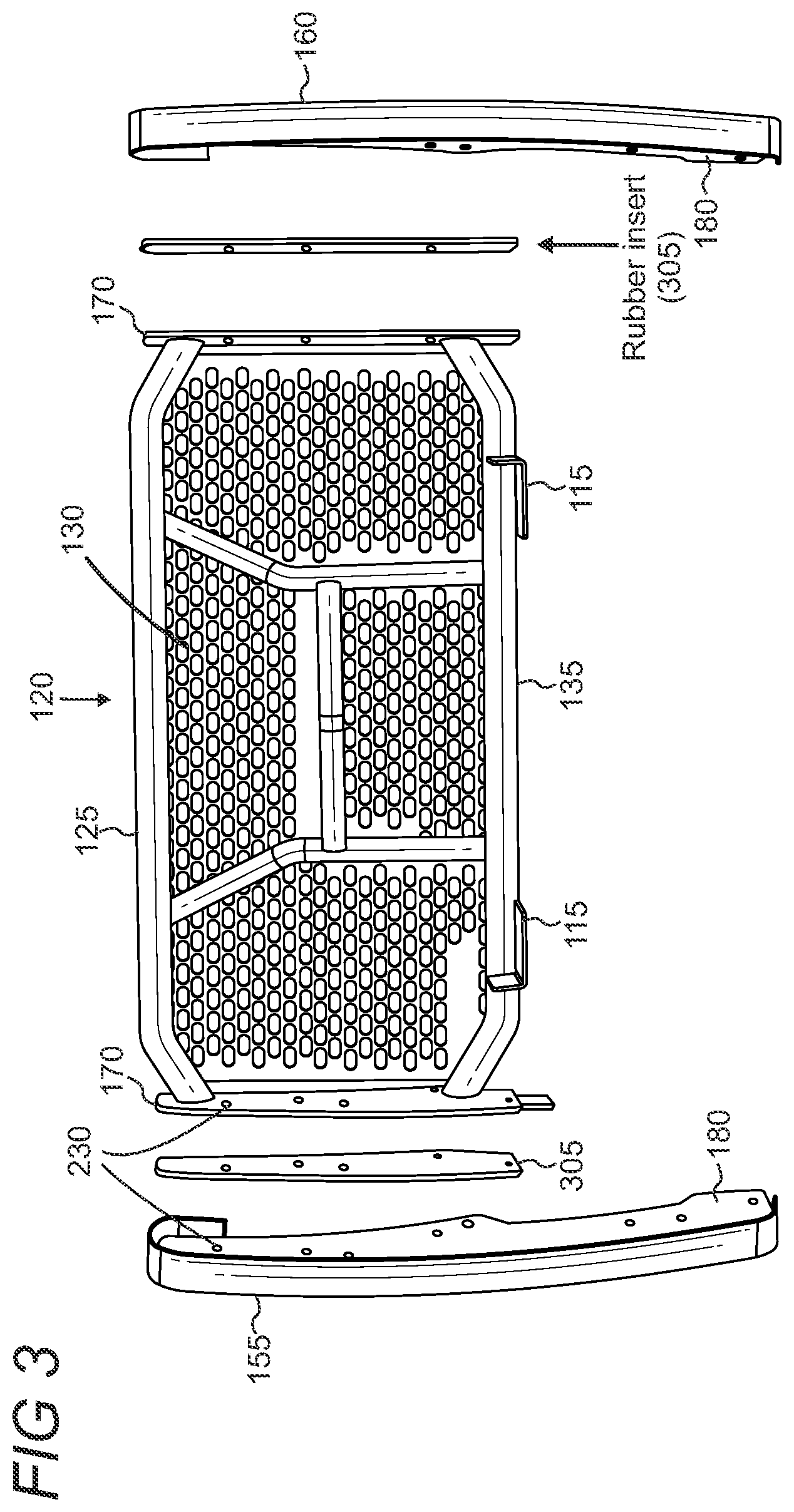 Patent US12403855 Figure 3 – Modular rugged grille guard