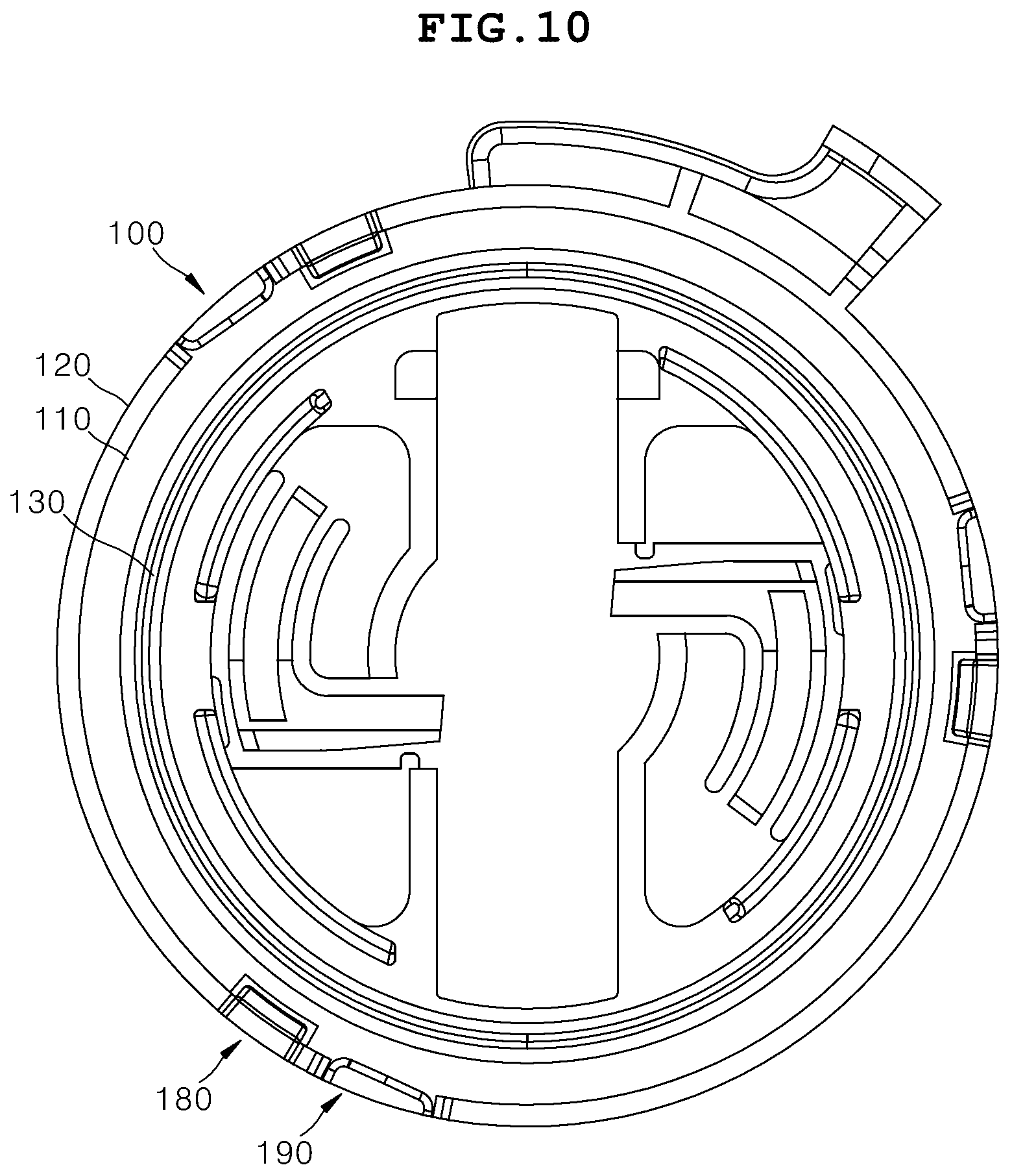 Patent US12403856 Figure 10 – Fixing device for installing pressure-type airbag sensor
