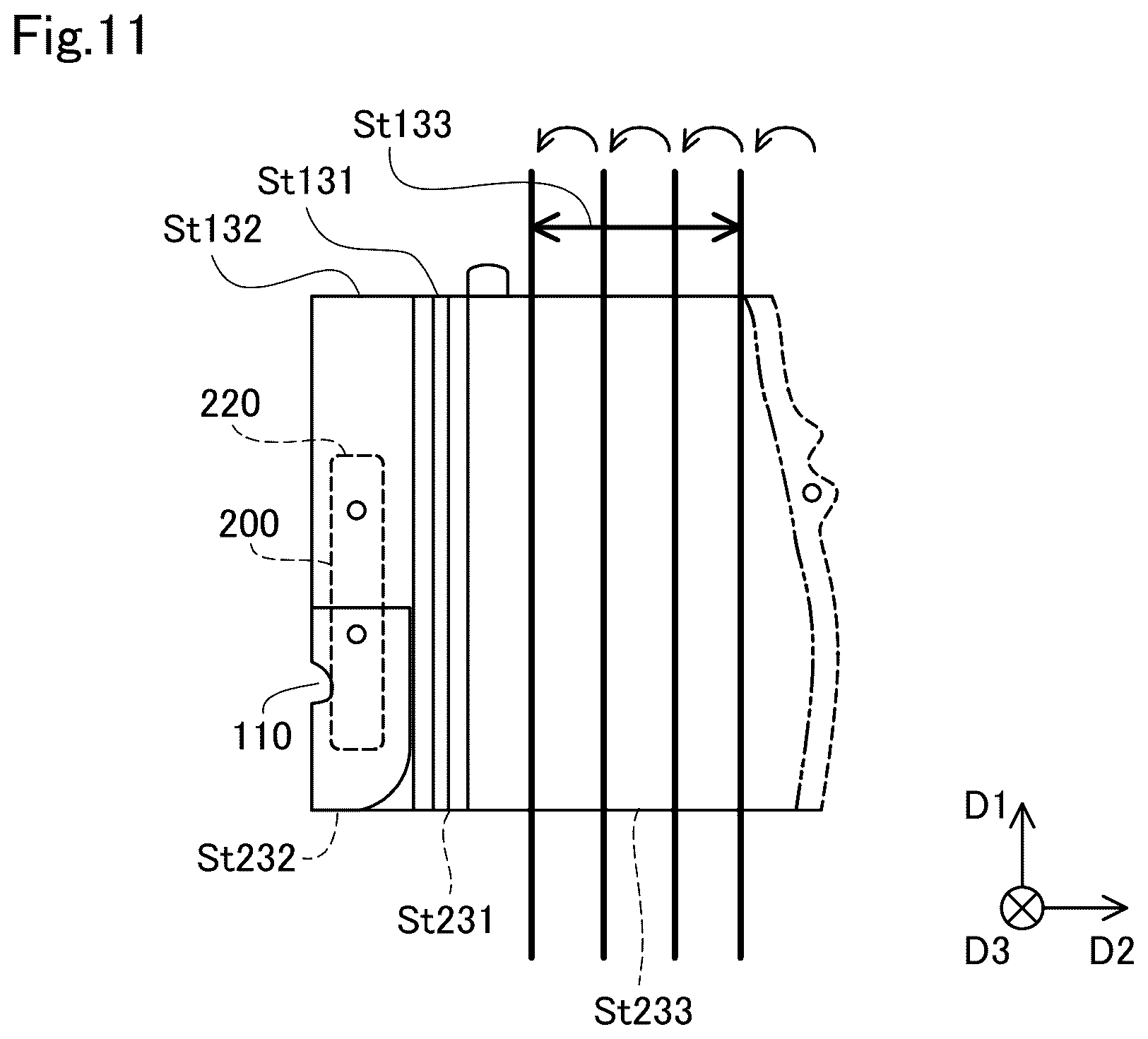 Patent US12403859 Figure 11 – Side airbag device and airbag folding method