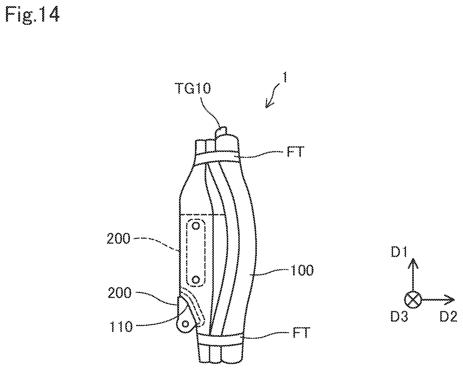 Patent US12403859 Figure 14 – Side airbag device and airbag folding method
