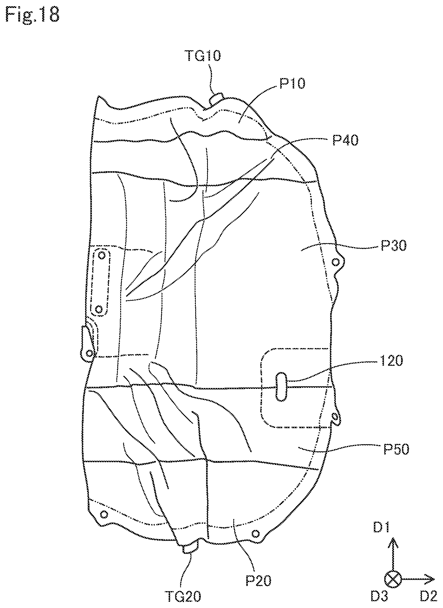 Patent US12403859 Figure 18 – Side airbag device and airbag folding method
