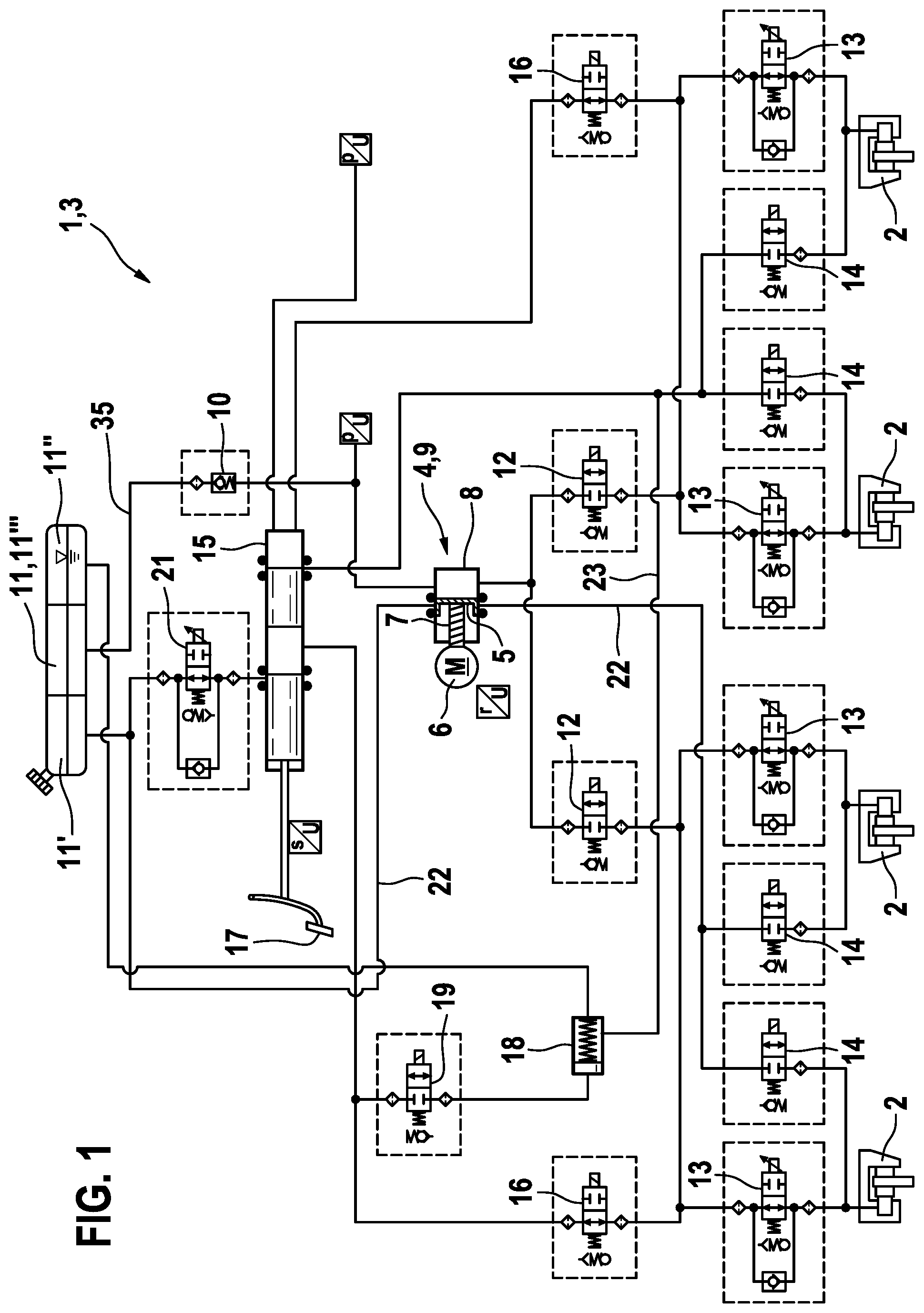 Patent US12403872 Figure 1 – Hydraulic block for a brake unit of a hydraulic power brake system