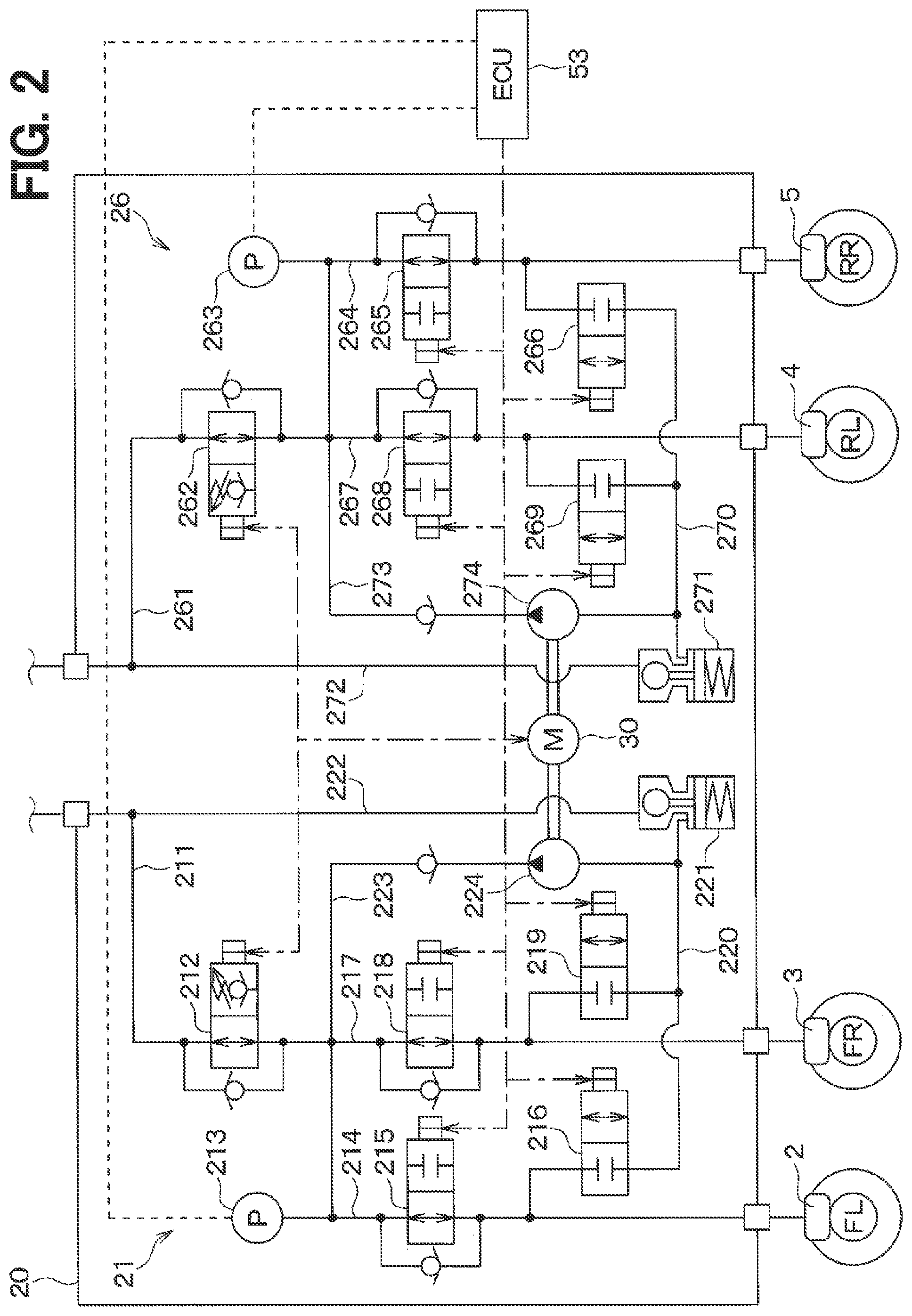 Patent US12403876 Figure 2 – Vehicle brake system