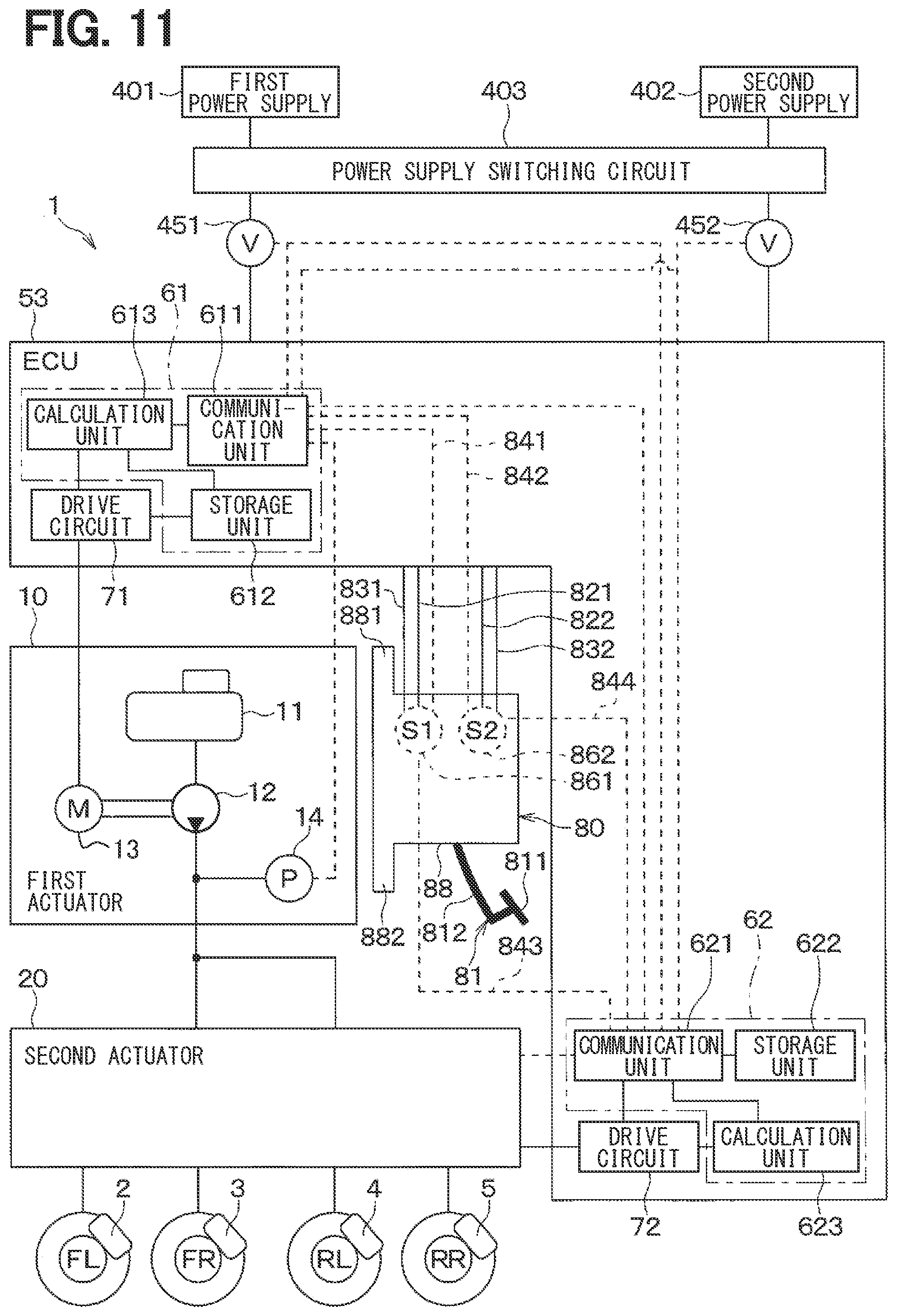 Patent US12403876 Figure 9 – Vehicle brake system