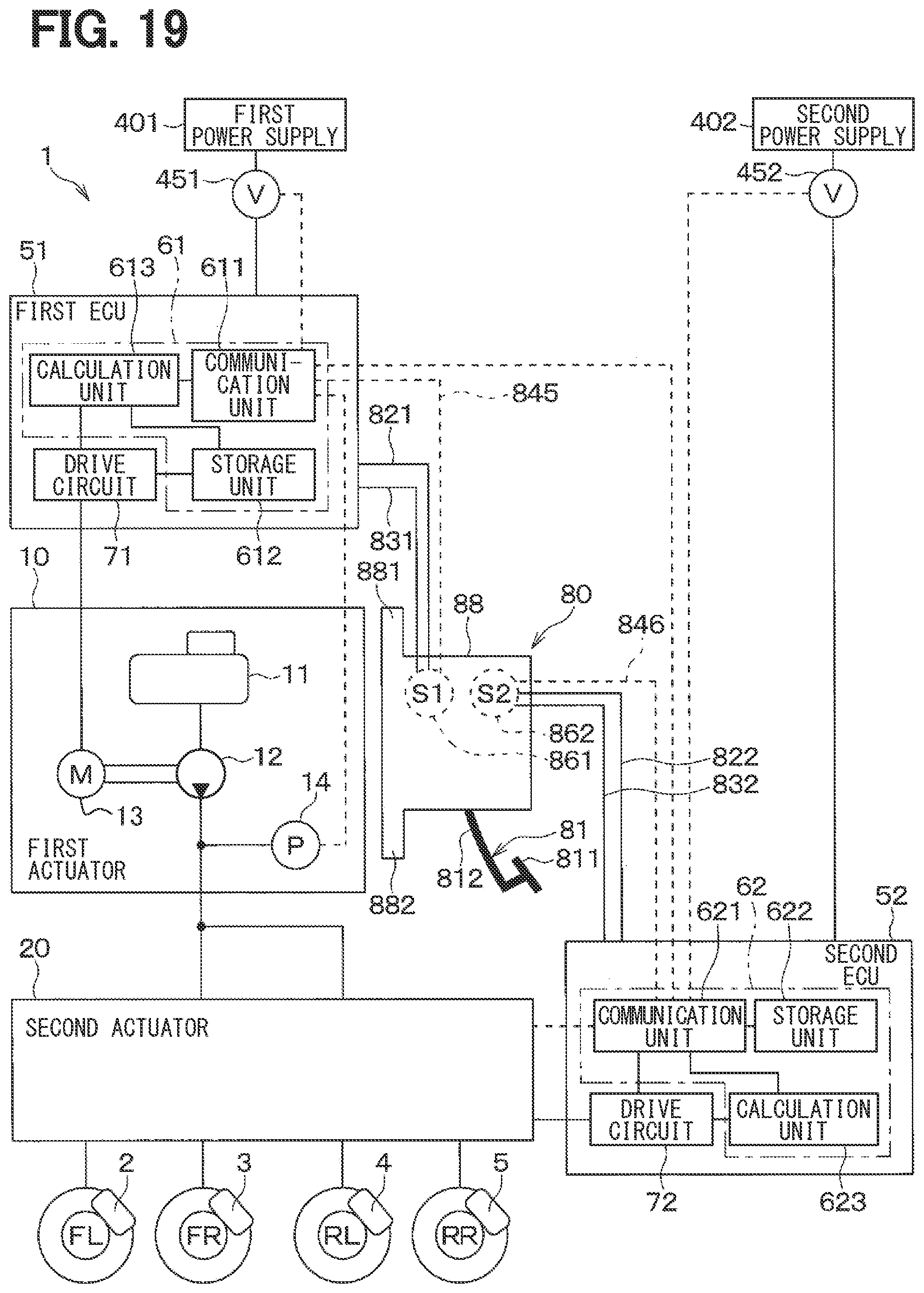 Patent US12403876 Figure 16 – Vehicle brake system