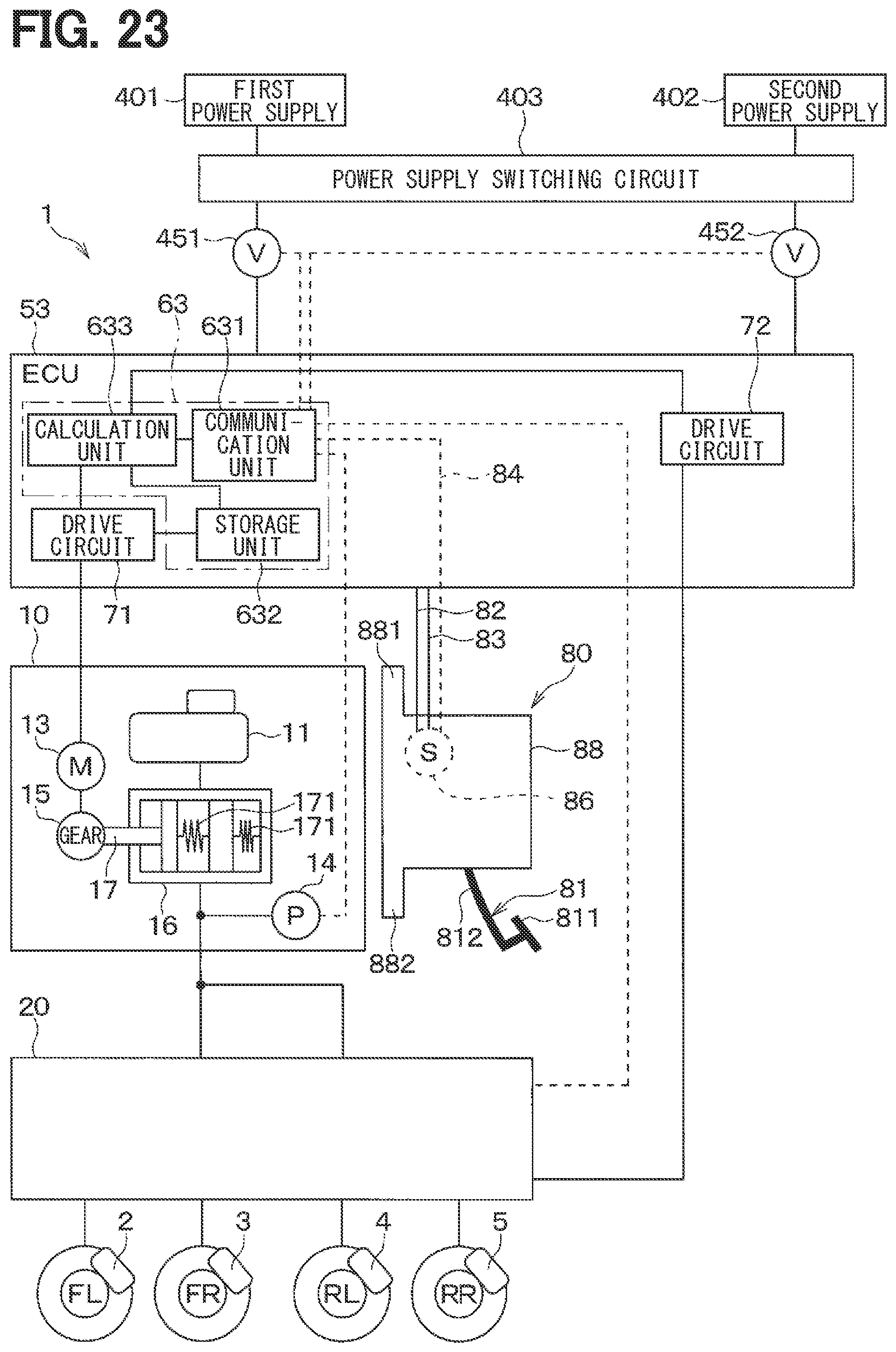 Patent US12403876 Figure 20 – Vehicle brake system