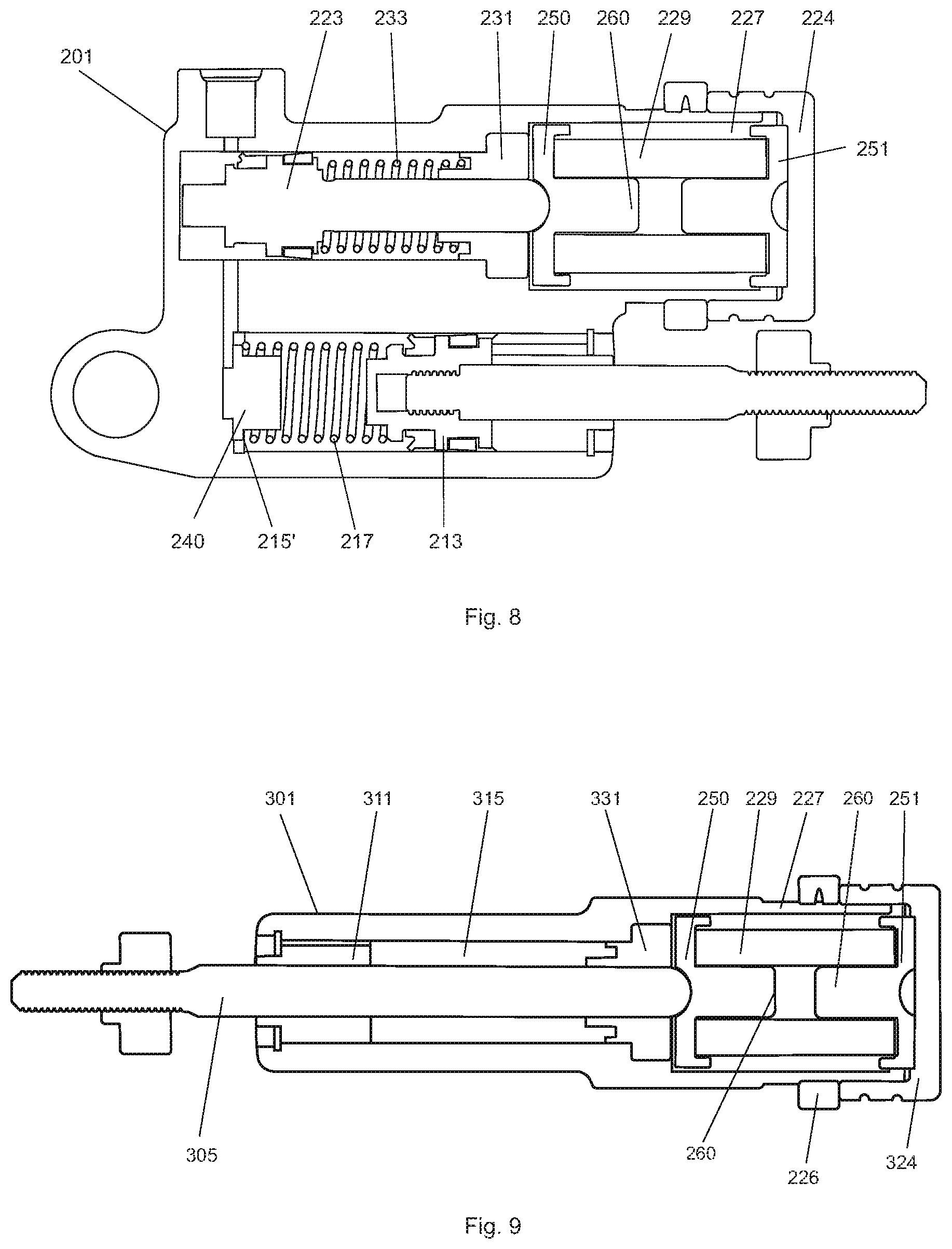 Patent US12403877 Figure 7 – Brake cylinder comprising a mechanical stop