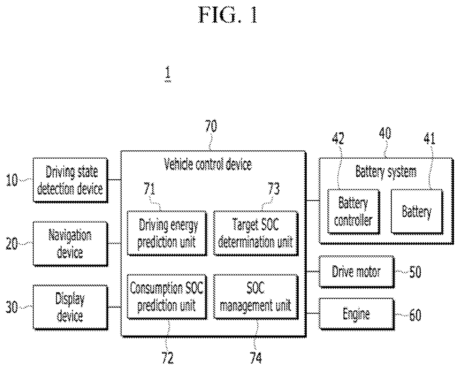 Patent US12403888 Figure 1 – Driving control method of hybrid vehicle, and vehicle system performing the same