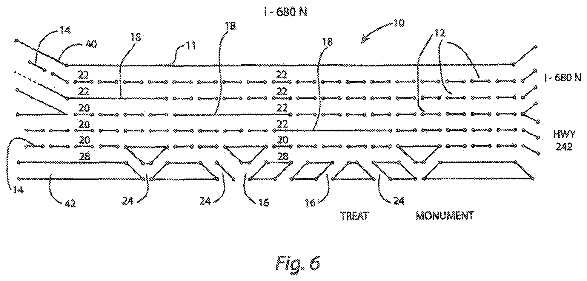 Patent US12403932 Figure 4 – Autonomous vehicle navigation of bypass merge lanes