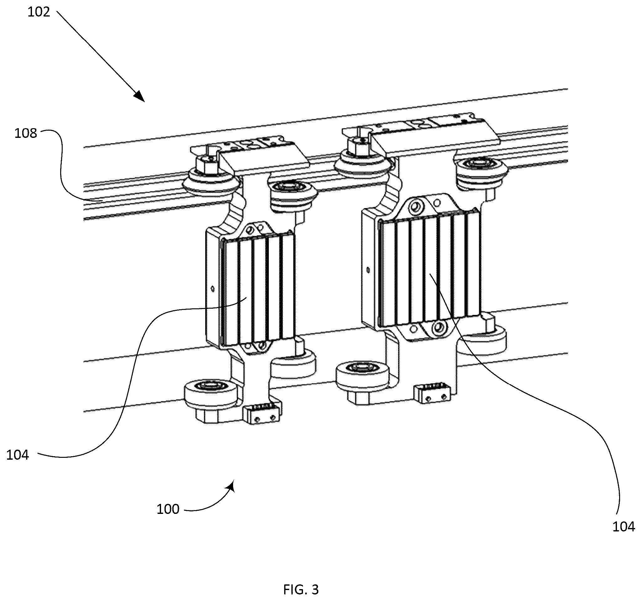 Patent US12403940 Figure 3 – System and method for supporting and connecting conveyor track