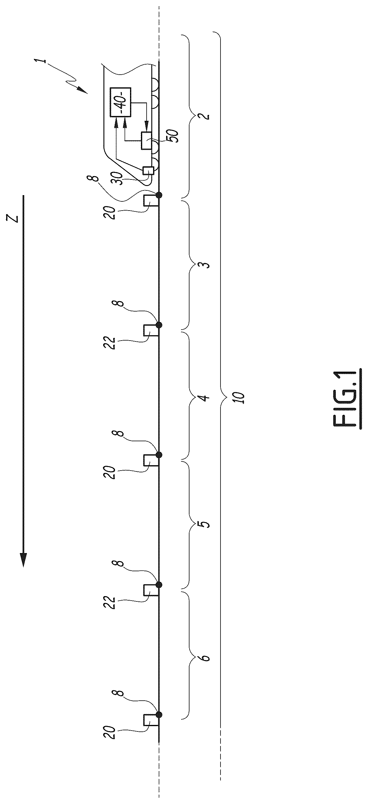 Patent US12403943 Figure 1 – System and method for controlling a train travelling along a railway line