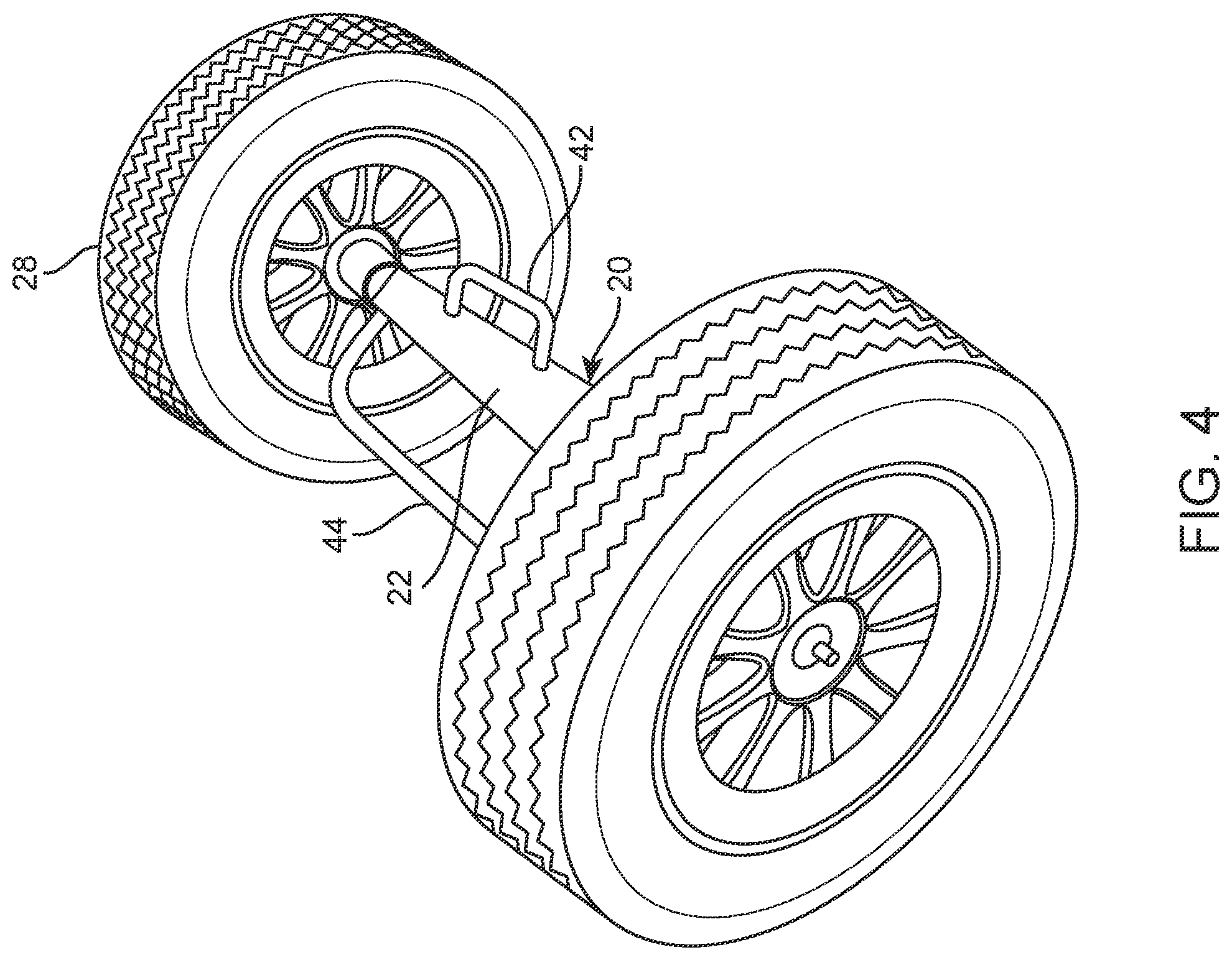 Patent US12403947 Figure 4 – Wheel attachment for tamper