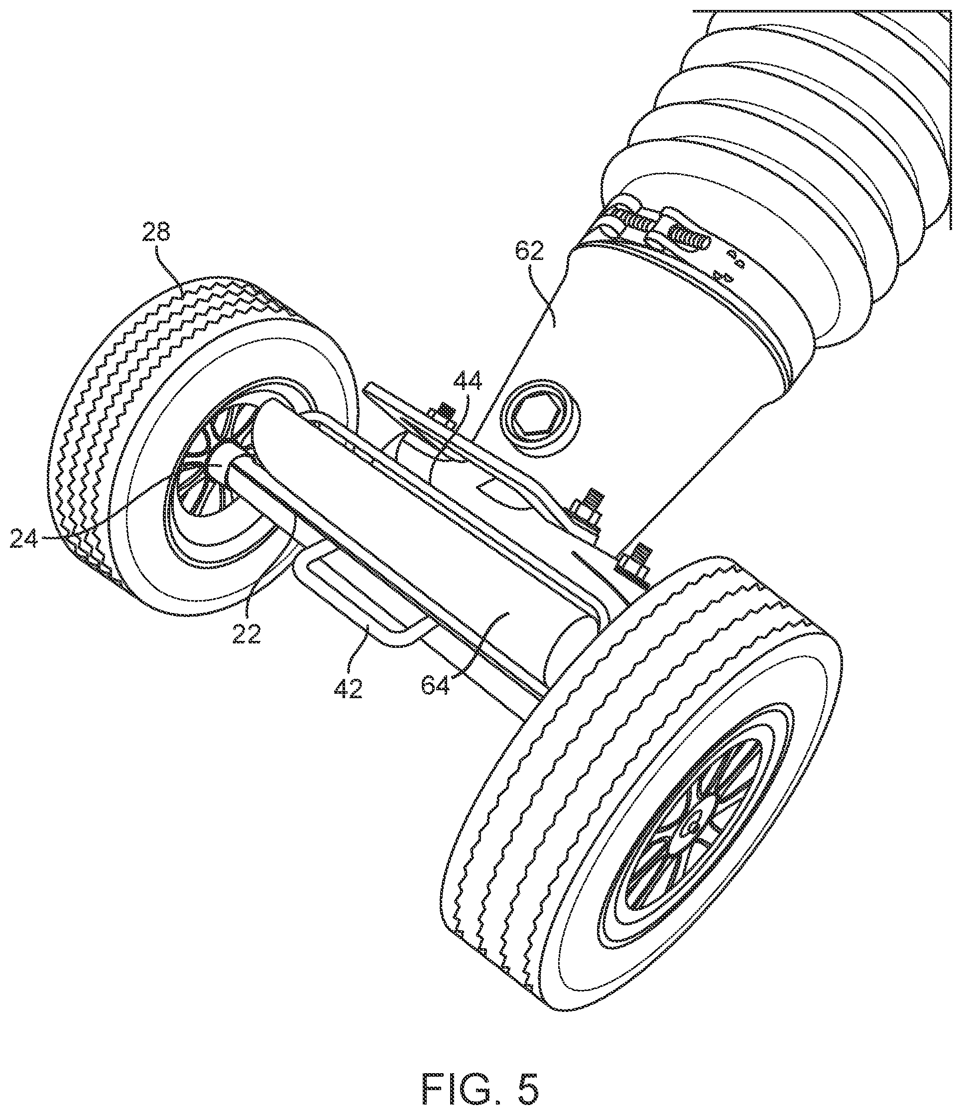 Patent US12403947 Figure 5 – Wheel attachment for tamper
