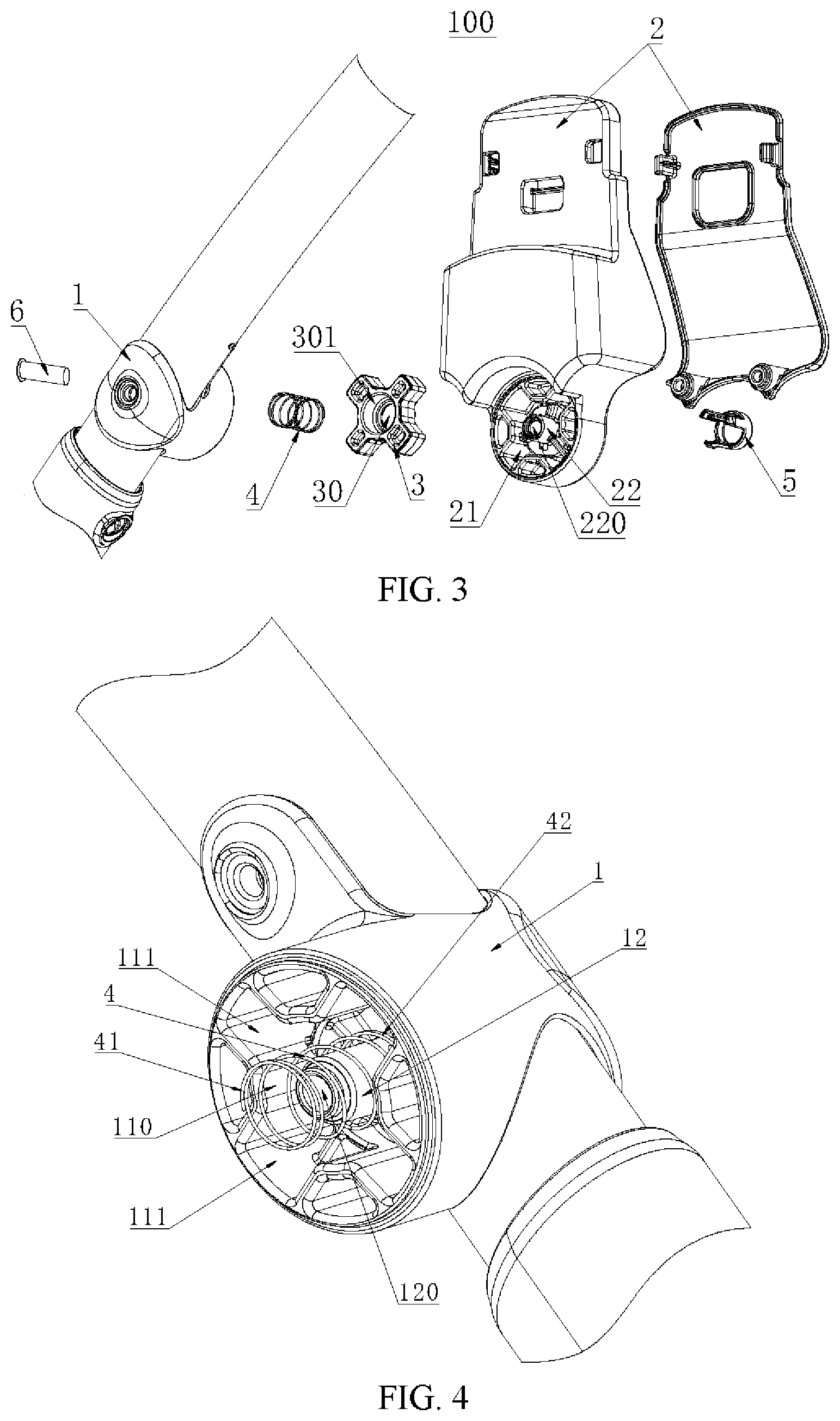 Patent US12403948 Figure 2 – Fastening apparatus having rotation limiting function and child carrier having the same