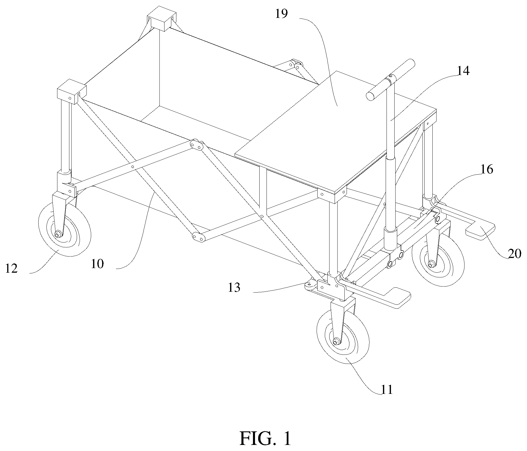 Patent US12403955 Figure 1 – Foldable trailer steering system
