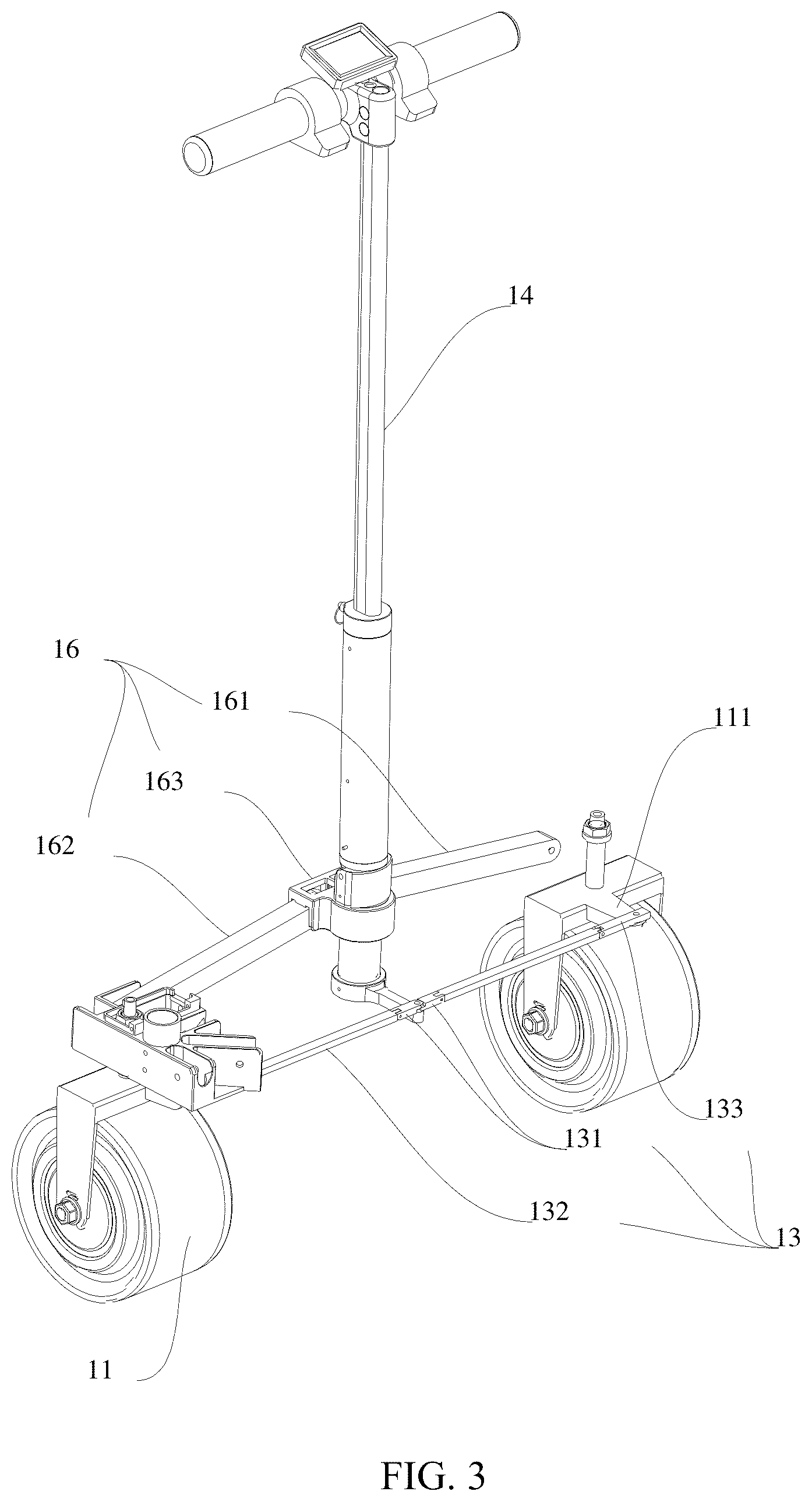 Patent US12403955 Figure 3 – Foldable trailer steering system