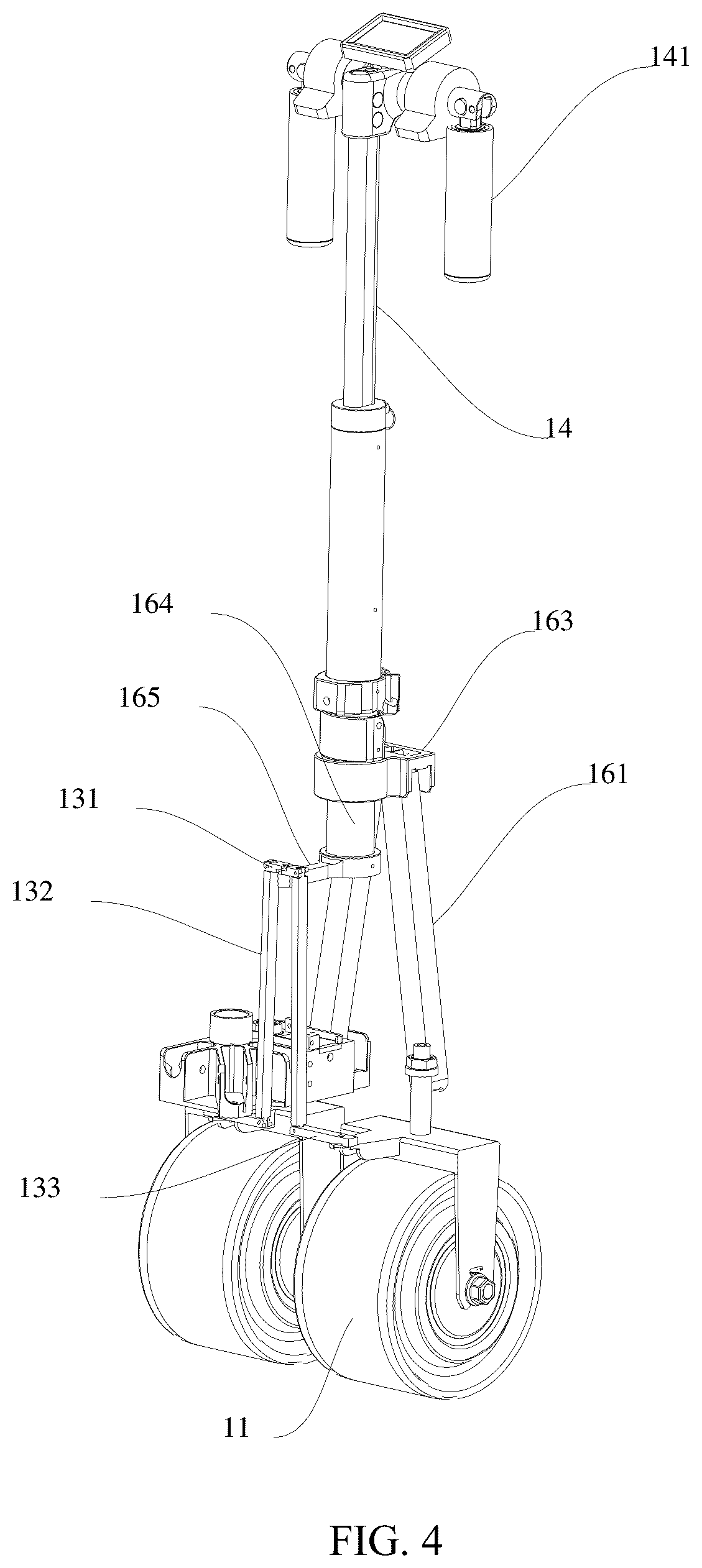 Patent US12403955 Figure 4 – Foldable trailer steering system
