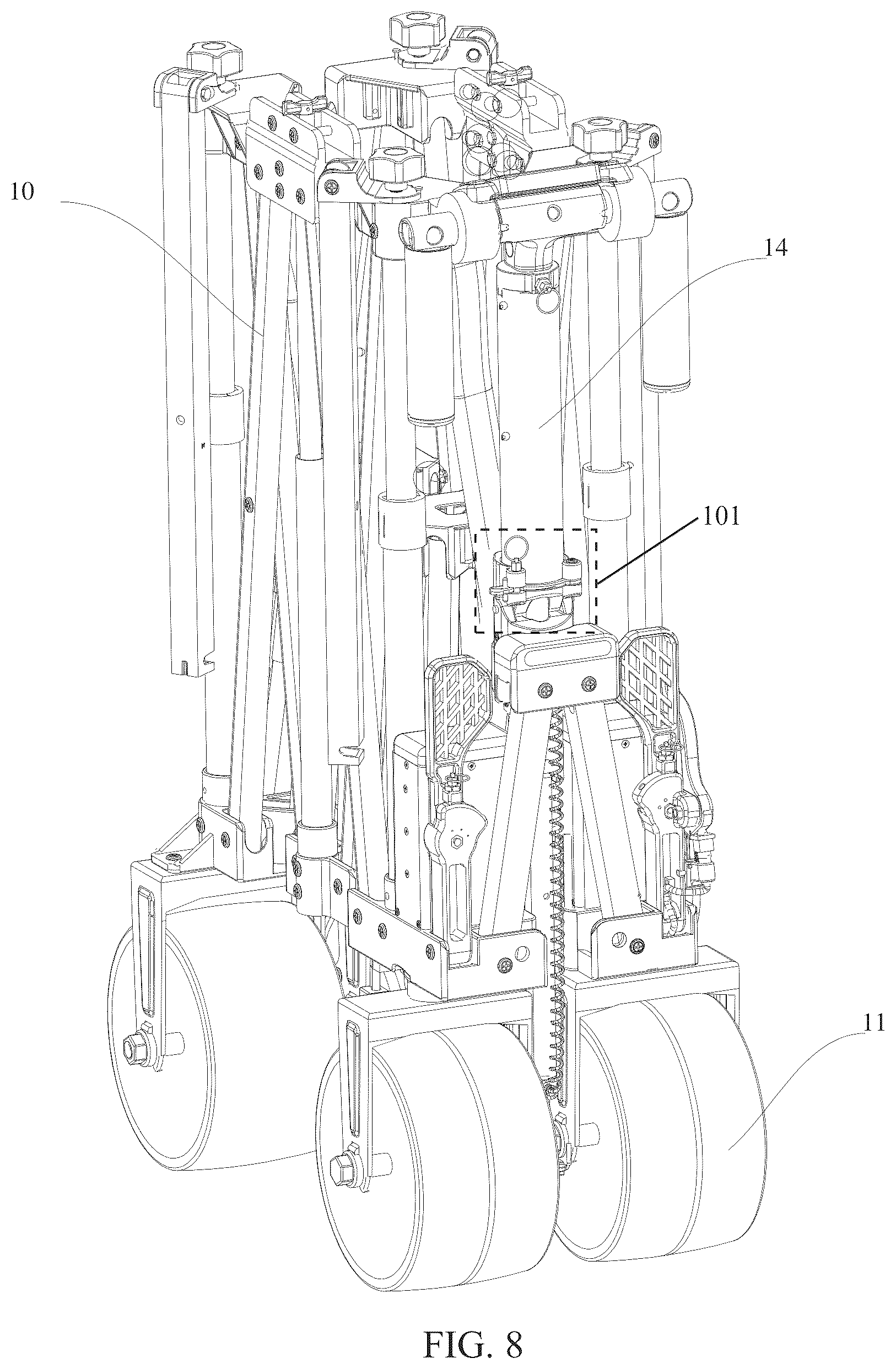 Patent US12403955 Figure 8 – Foldable trailer steering system