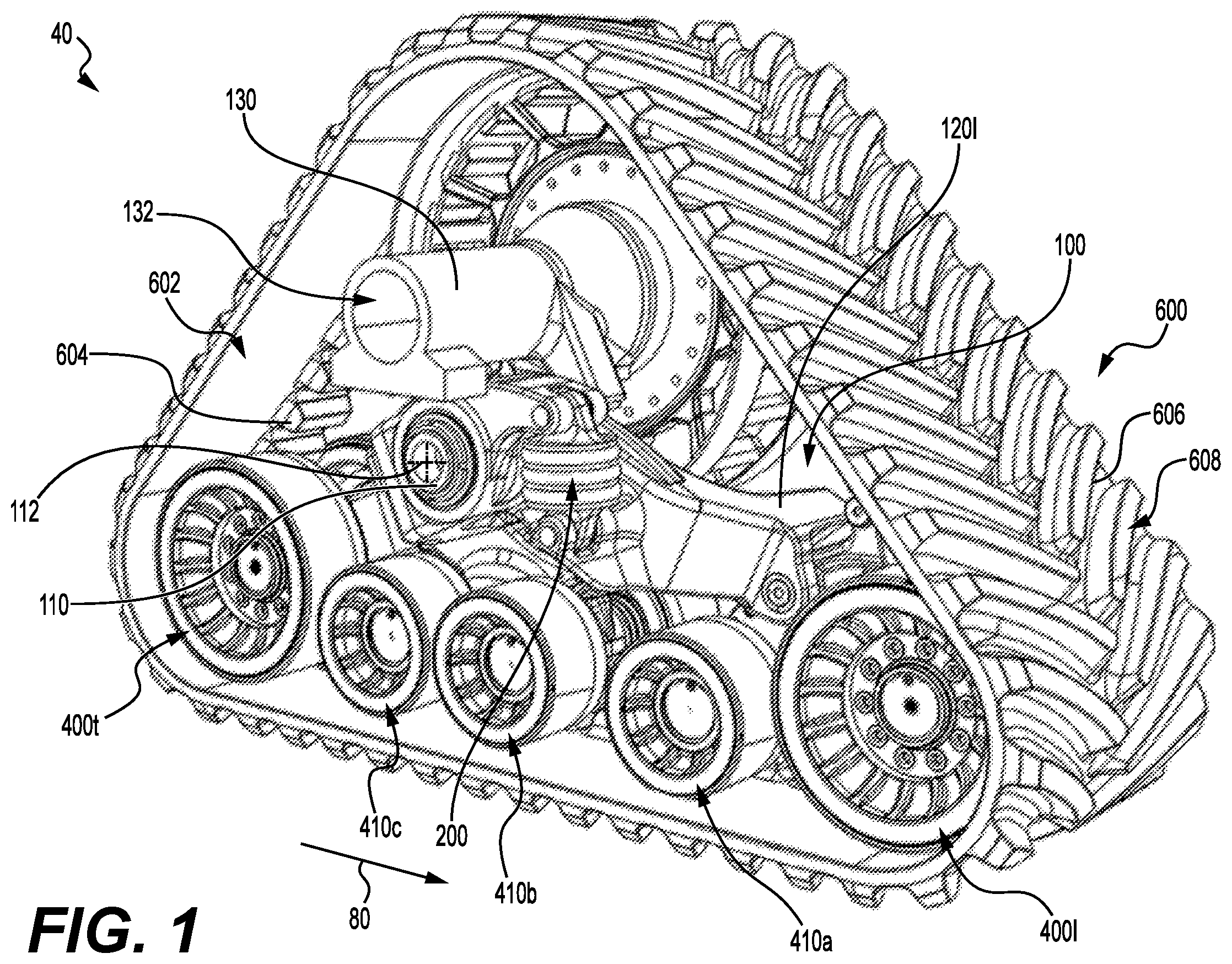 Patent US12403965 Figure 1 – Multi-member frame assembly for a track system